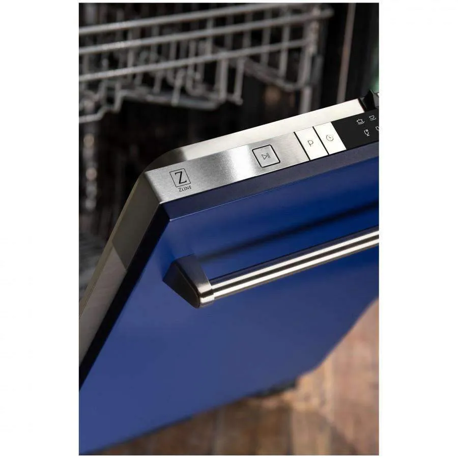 ZLINE 24-Inch Dishwasher in Blue Matte with Stainless Steel Tub and Traditional Style Handle (DW-BM-24)