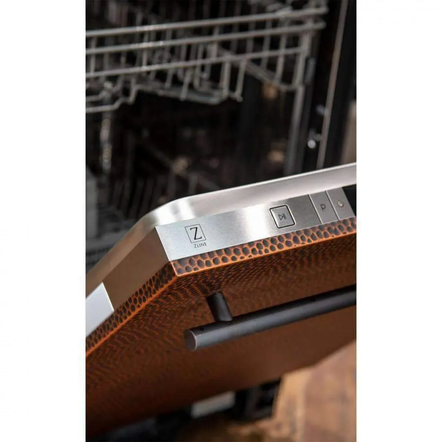 ZLINE 24-Inch Dishwasher in Hand-Hammered Copper Finish with Stainless Steel Tub and Modern Style Handle (DW-HH-24)