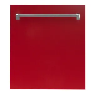 ZLINE 24-Inch Dishwasher in Red Gloss with Stainless Steel Tub and Traditional Style Handle (DW-RG-24)