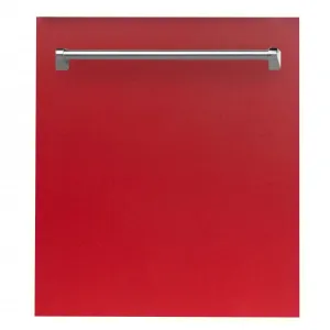 ZLINE 24-Inch Dishwasher in Red Matte with Stainless Steel Tub and Traditional Style Handle (DW-RM-24)