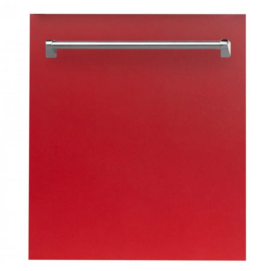 ZLINE 24-Inch Dishwasher in Red Matte with Stainless Steel Tub and Traditional Style Handle (DW-RM-24)