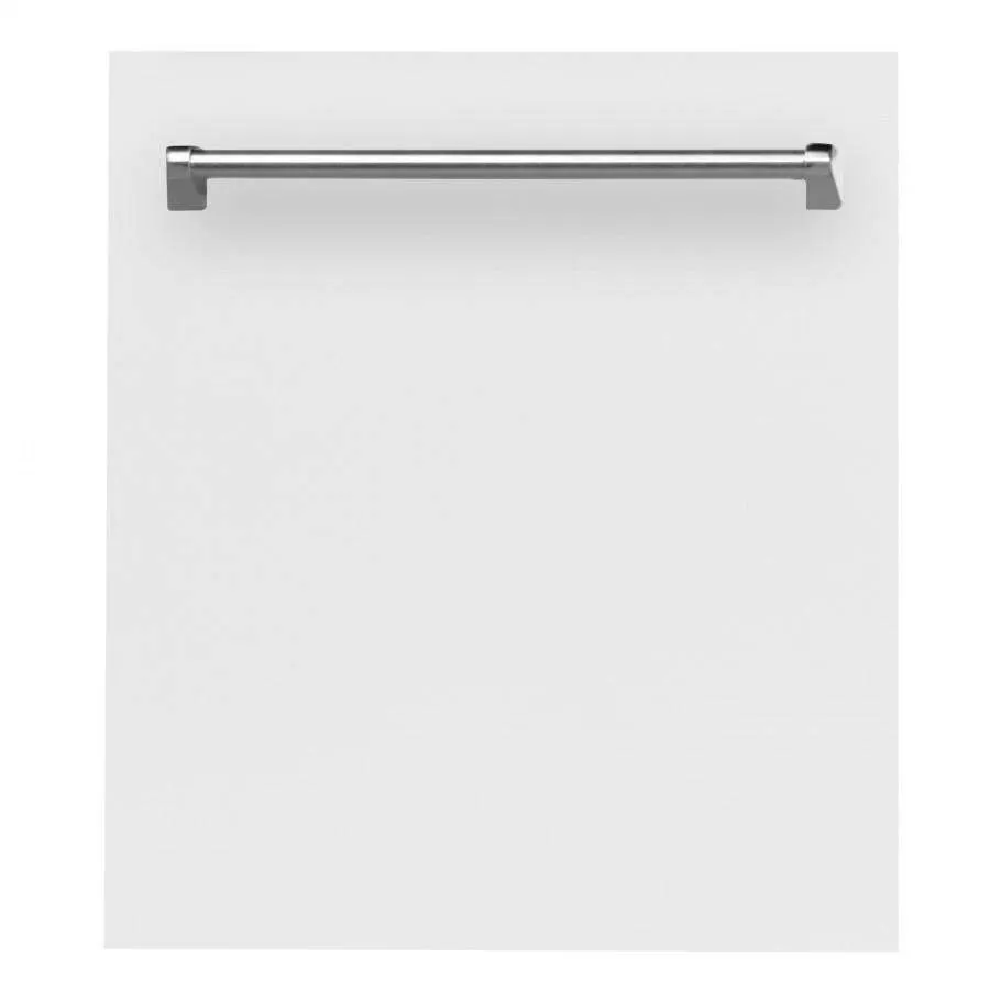 ZLINE 24-Inch Dishwasher in White Matte with Stainless Steel Tub and Traditional Style Handle (DW-WM-24)