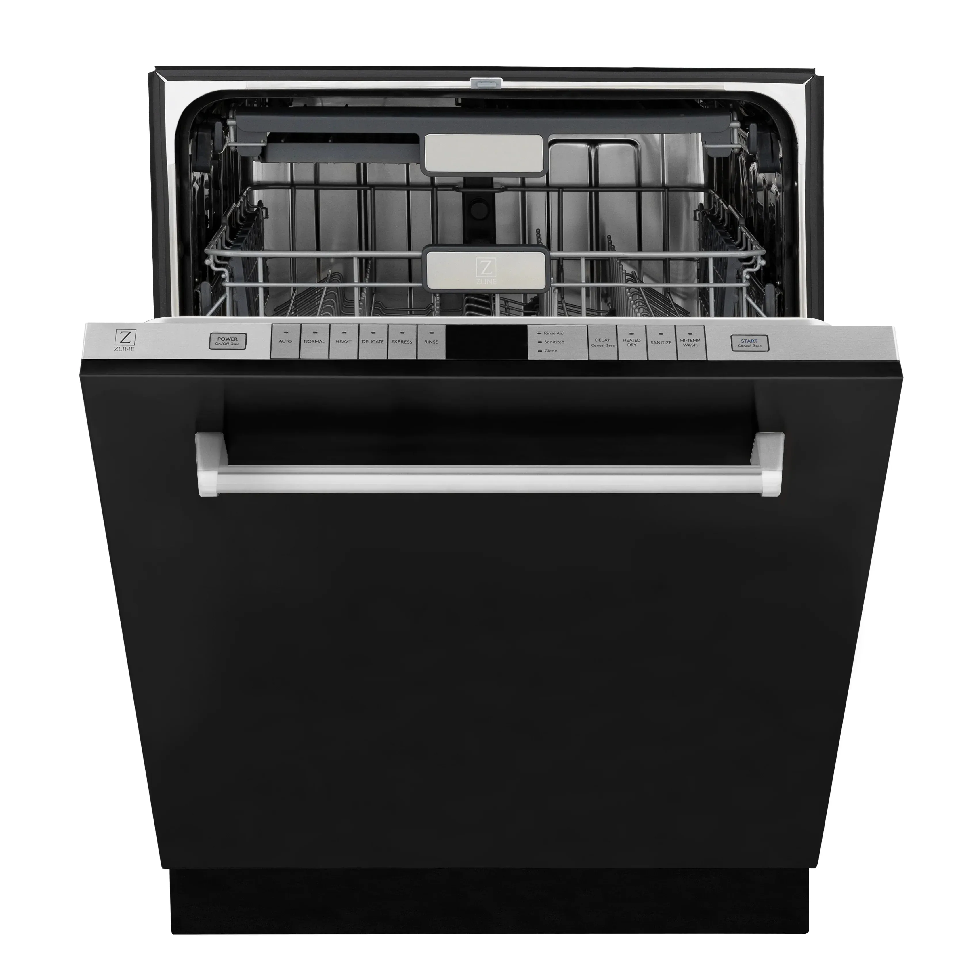 ZLINE 24-Inch Monument Series 3rd Rack Top Touch Control Dishwasher in Black Matte with Stainless Steel Tub, 45dBa (DWMT-BLM-24)