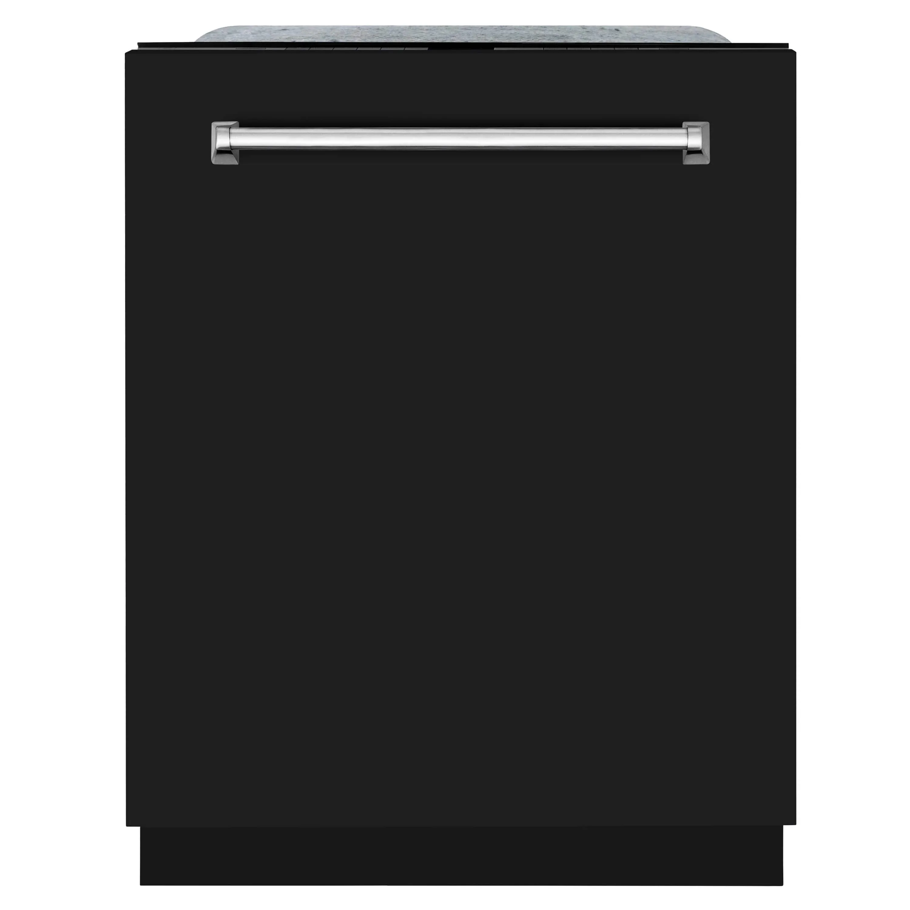ZLINE 24-Inch Monument Series 3rd Rack Top Touch Control Dishwasher in Black Matte with Stainless Steel Tub, 45dBa (DWMT-BLM-24)