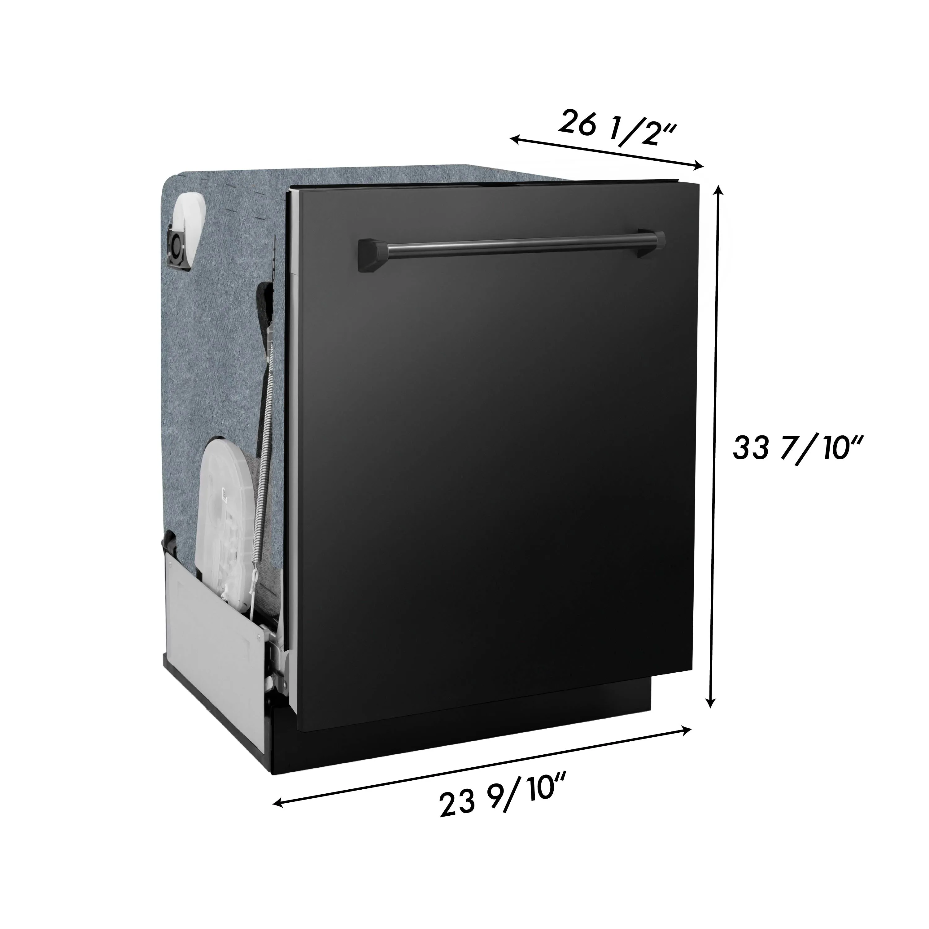 ZLINE 24-Inch Monument Series 3rd Rack Top Touch Control Dishwasher in Black Stainless Steel with Stainless Steel Tub, 45dBa (DWMT-BS-24)
