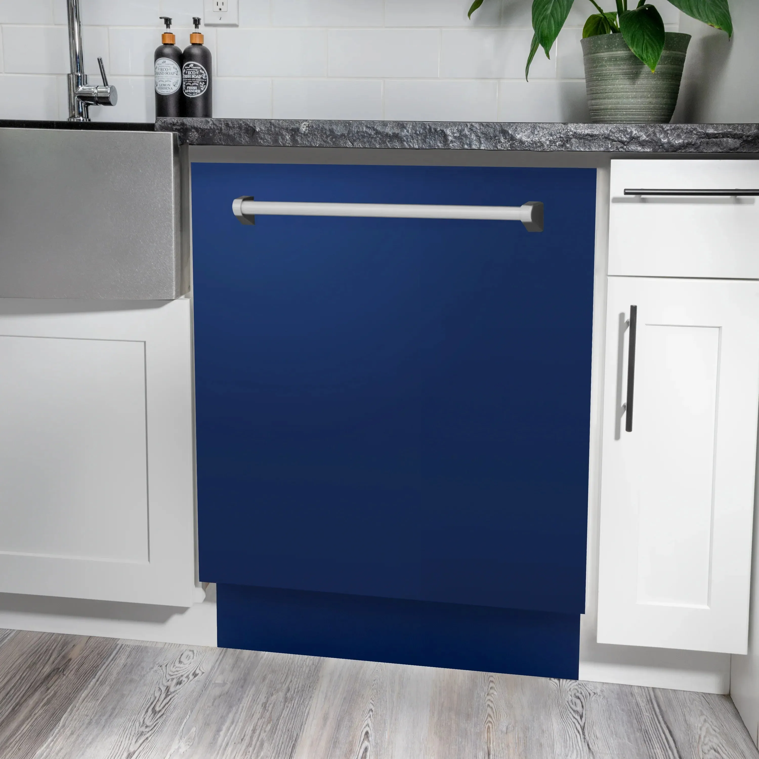 ZLINE 24-Inch Monument Series 3rd Rack Top Touch Control Dishwasher in Blue Gloss with Stainless Steel Tub, 45dBa (DWMT-BG-24)