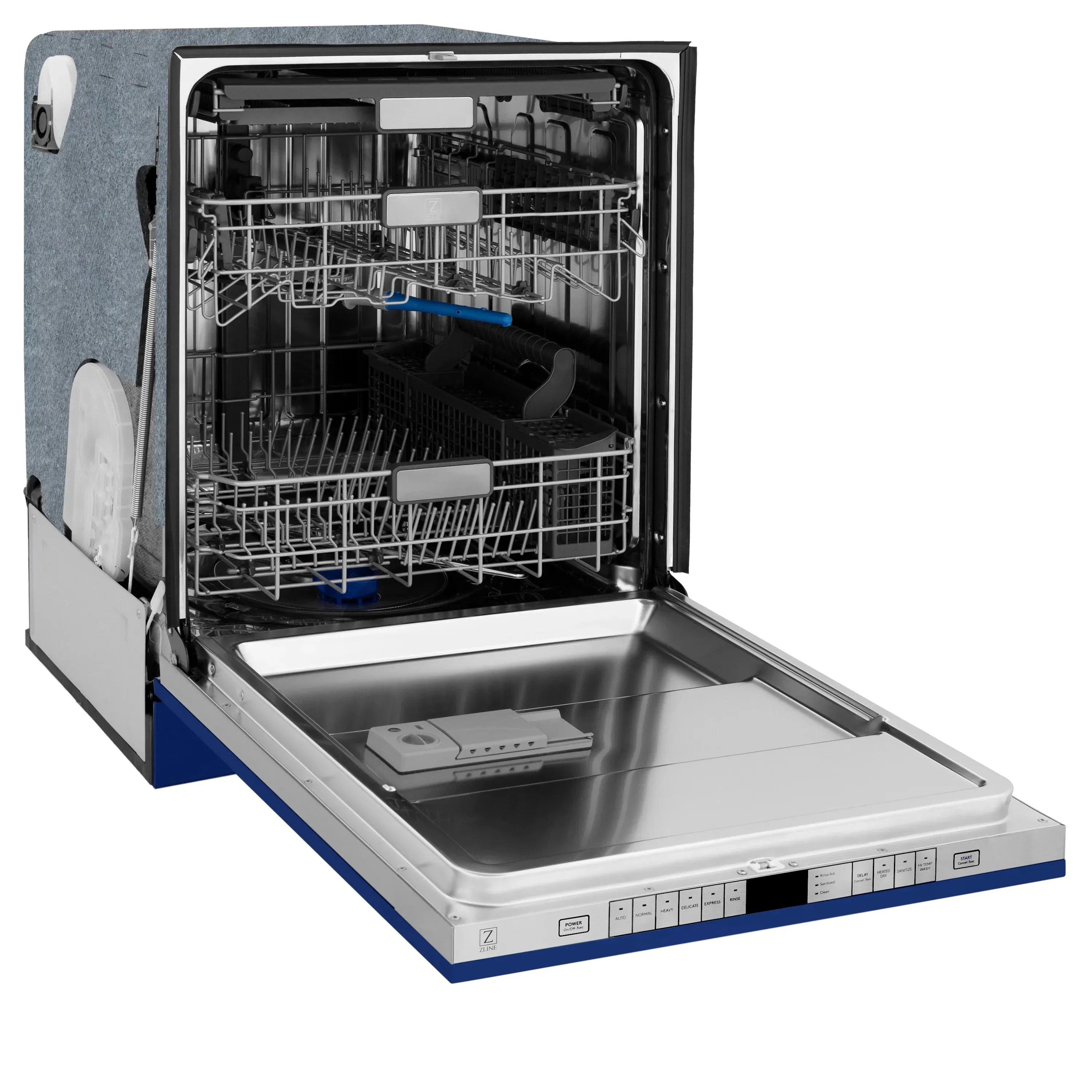 ZLINE 24-Inch Monument Series 3rd Rack Top Touch Control Dishwasher in Blue Gloss with Stainless Steel Tub, 45dBa (DWMT-BG-24)