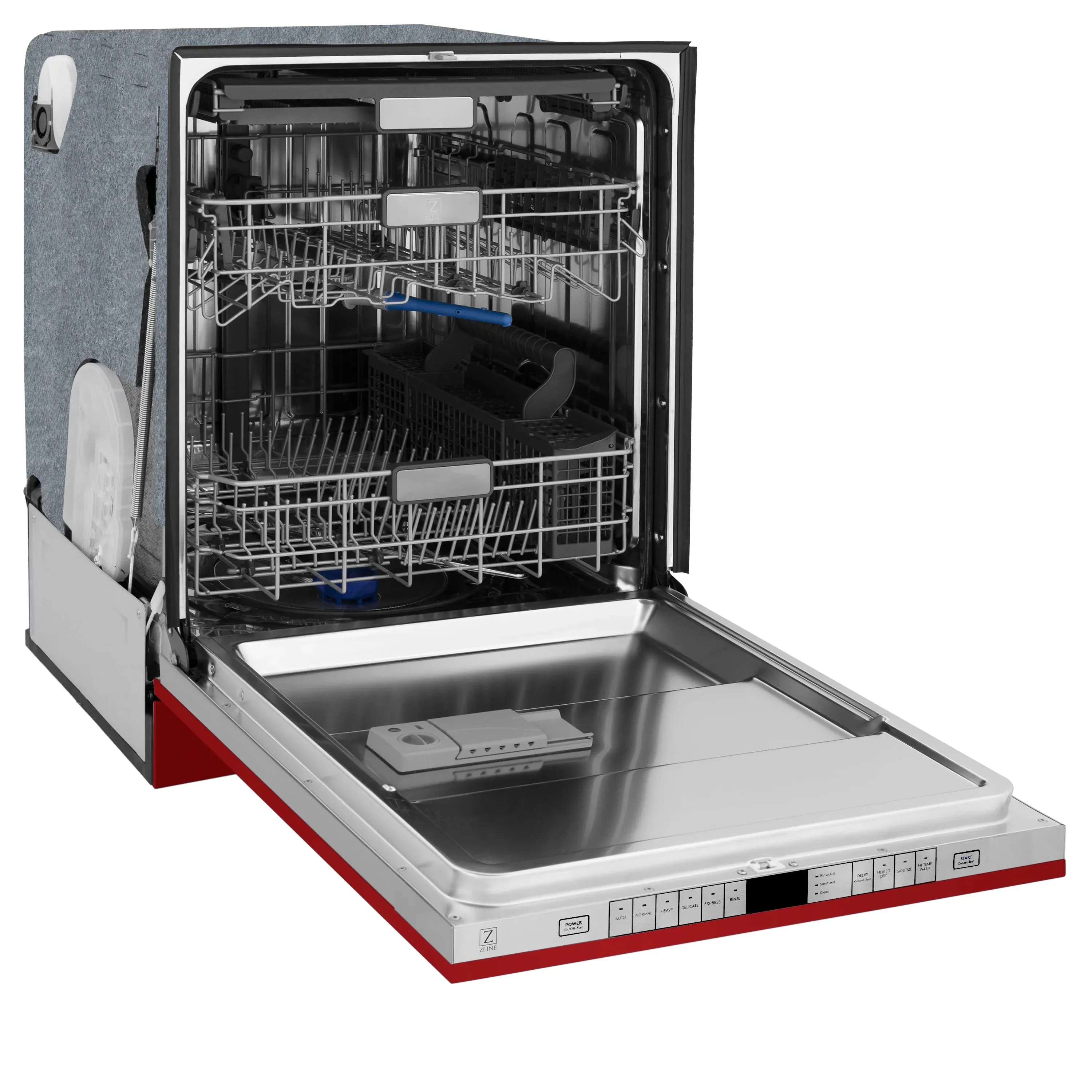 ZLINE 24-Inch Monument Series 3rd Rack Top Touch Control Dishwasher in Red Gloss with Stainless Steel Tub, 45dBa (DWMT-RG-24)