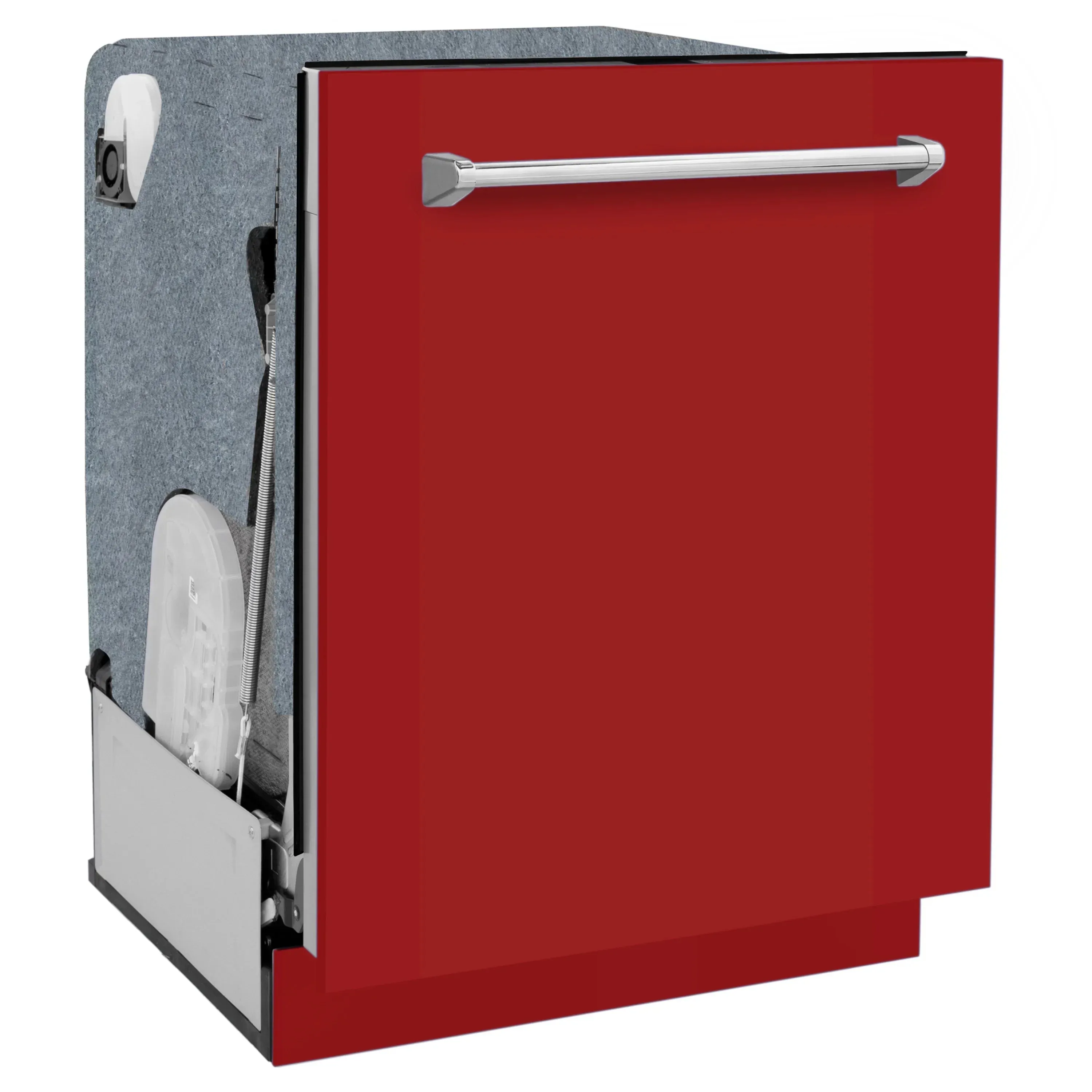 ZLINE 24-Inch Monument Series 3rd Rack Top Touch Control Dishwasher in Red Gloss with Stainless Steel Tub, 45dBa (DWMT-RG-24)