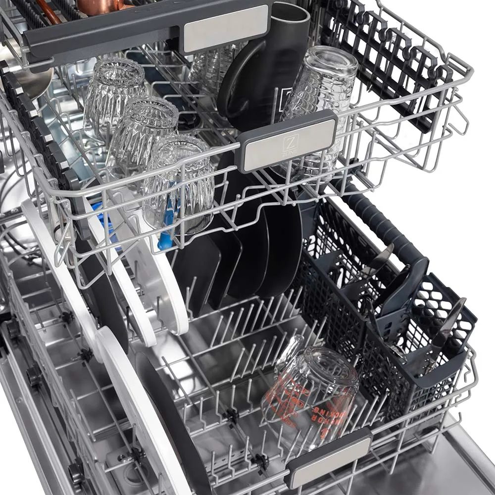 ZLINE 24-Inch Monument Series 3rd Rack Top Touch Control Dishwasher in Red Matte with Stainless Steel Tub, 45dBa (DWMT-RM-24)
