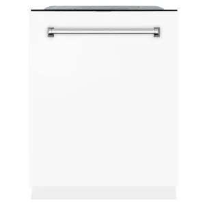 ZLINE 24-Inch Monument Series 3rd Rack Top Touch Control Dishwasher in White Matte with Stainless Steel Tub, 45dBa (DWMT-WM-24)