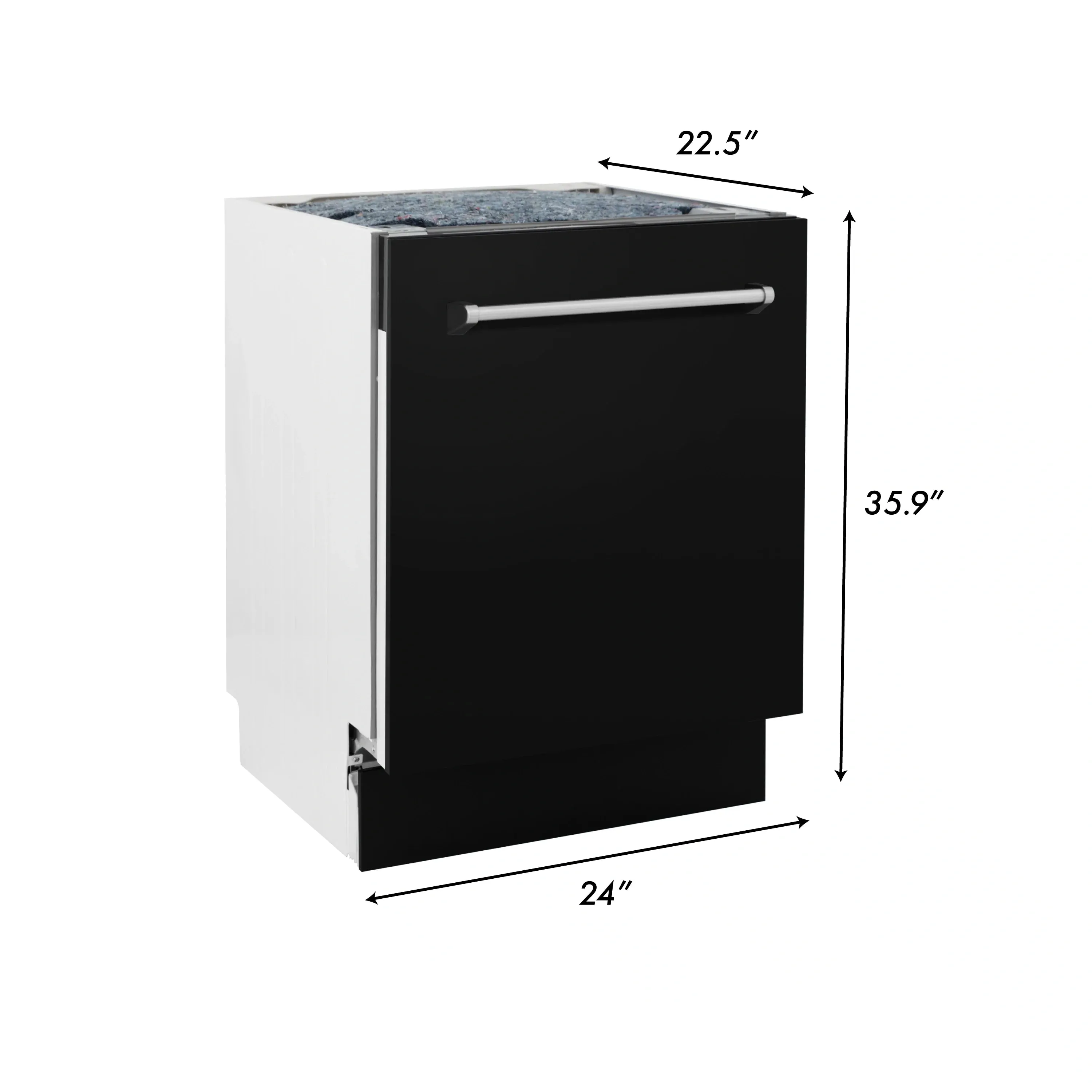 ZLINE 24-Inch Tallac Series 3rd Rack Dishwasher in Black Matte with Stainless Steel Tub, 51dBa (DWV-BLM-24)