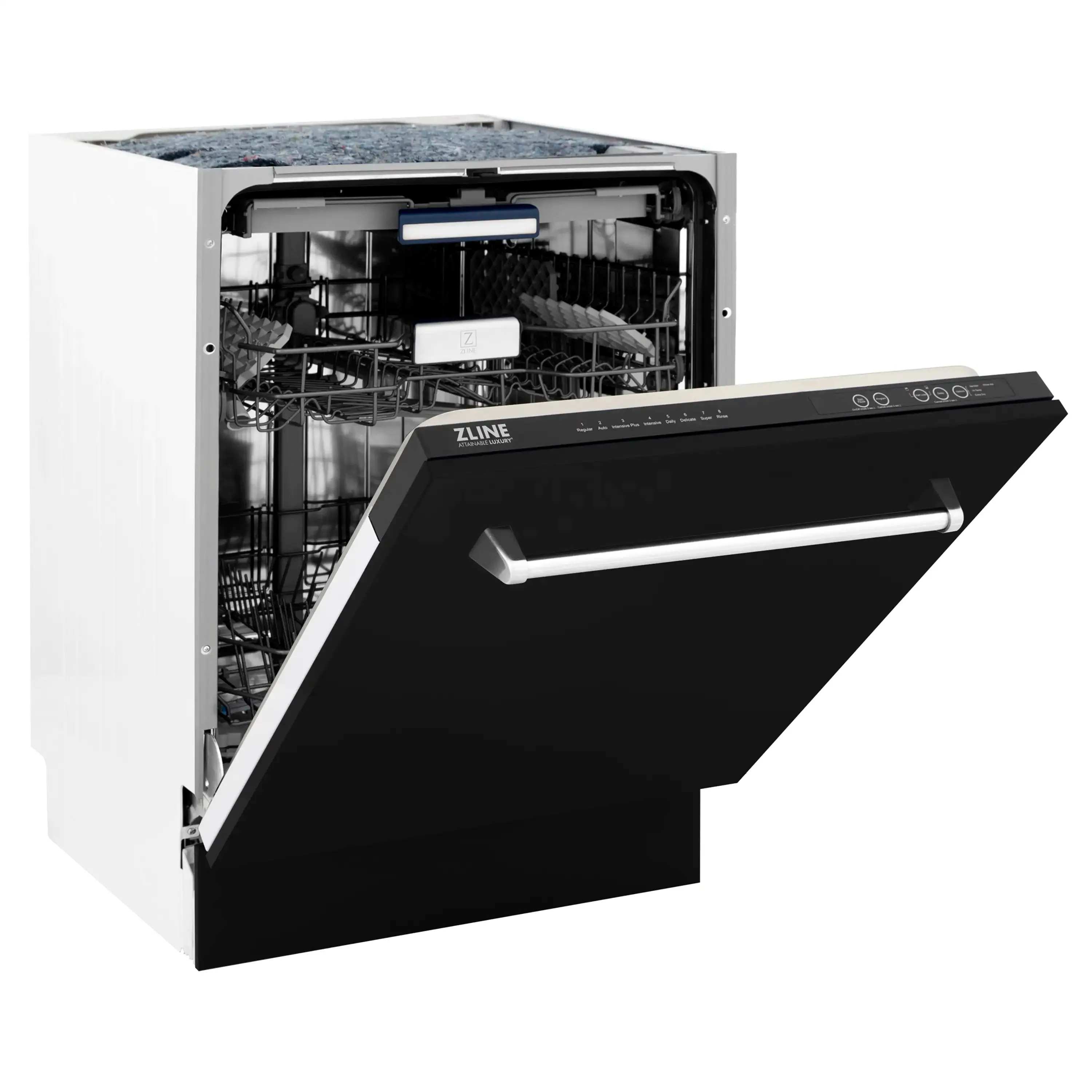 ZLINE 24-Inch Tallac Series 3rd Rack Dishwasher in Black Matte with Stainless Steel Tub, 51dBa (DWV-BLM-24)