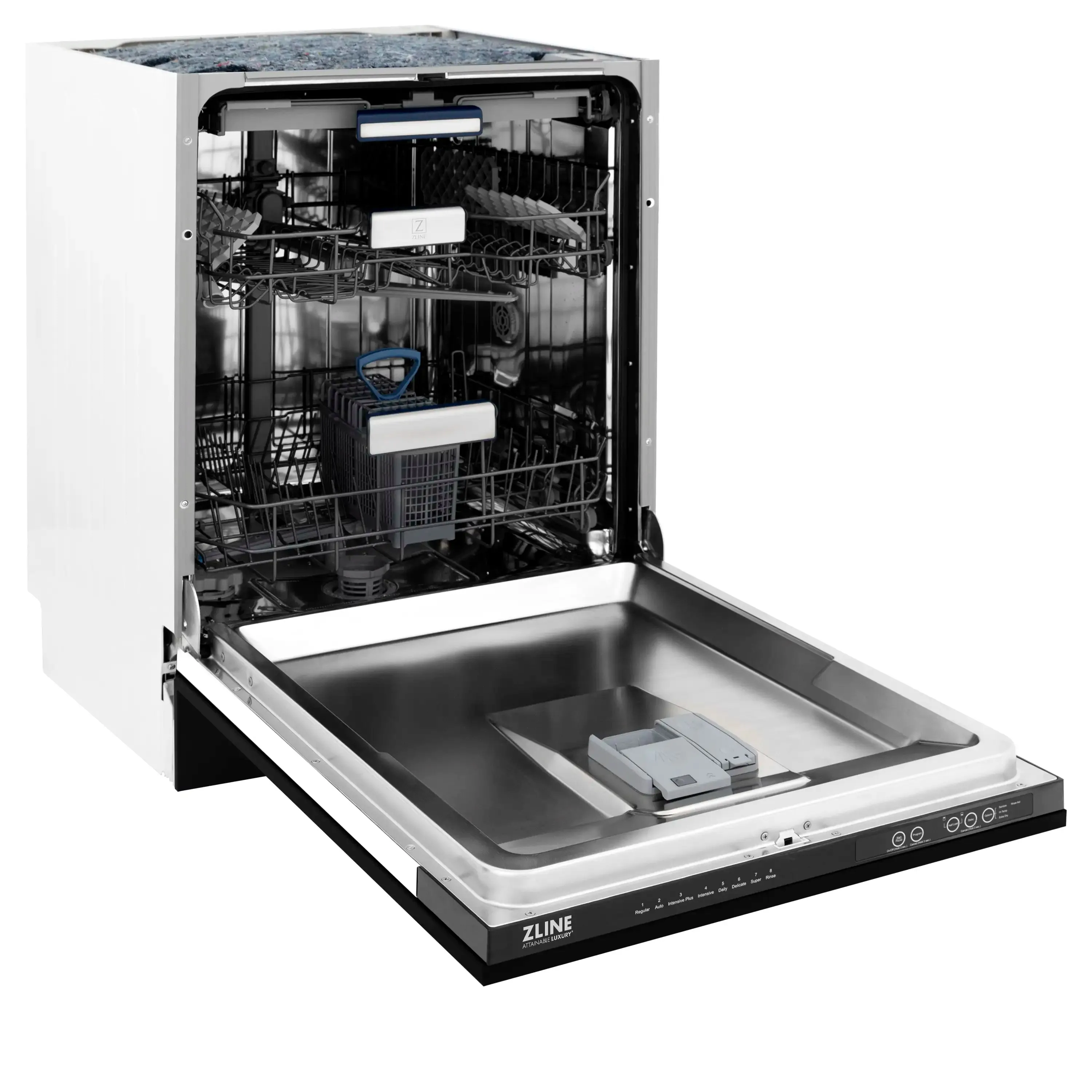 ZLINE 24-Inch Tallac Series 3rd Rack Dishwasher in Black Matte with Stainless Steel Tub, 51dBa (DWV-BLM-24)