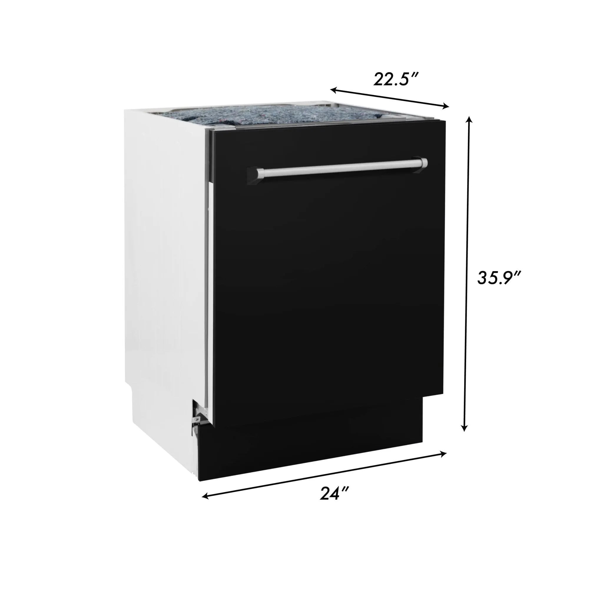 ZLINE 24-Inch Tallac Series 3rd Rack Dishwasher in Black Matte with Stainless Steel Tub, 51dBa (DWV-BLM-24)