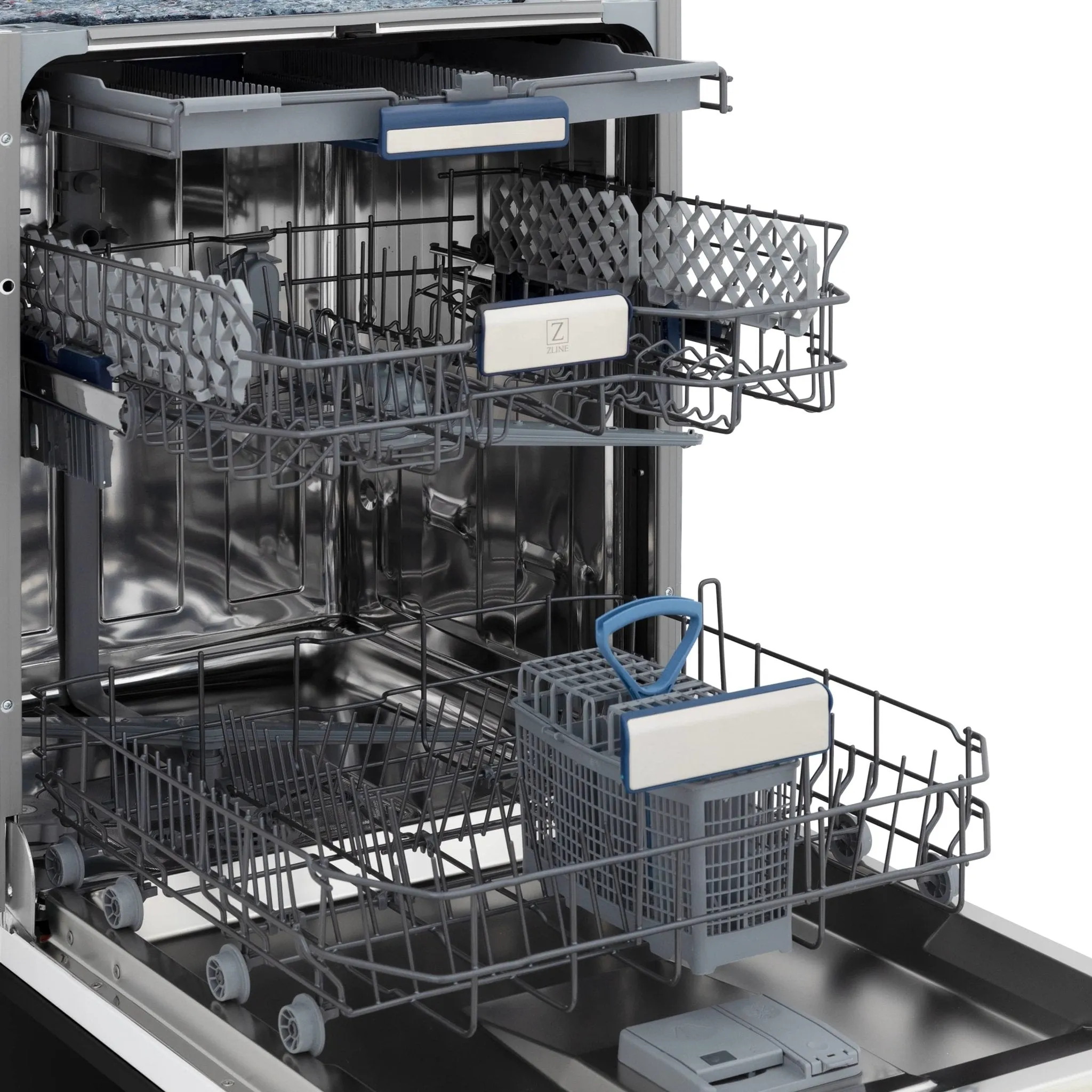 ZLINE 24-Inch Tallac Series 3rd Rack Dishwasher in Black Matte with Stainless Steel Tub, 51dBa (DWV-BLM-24)