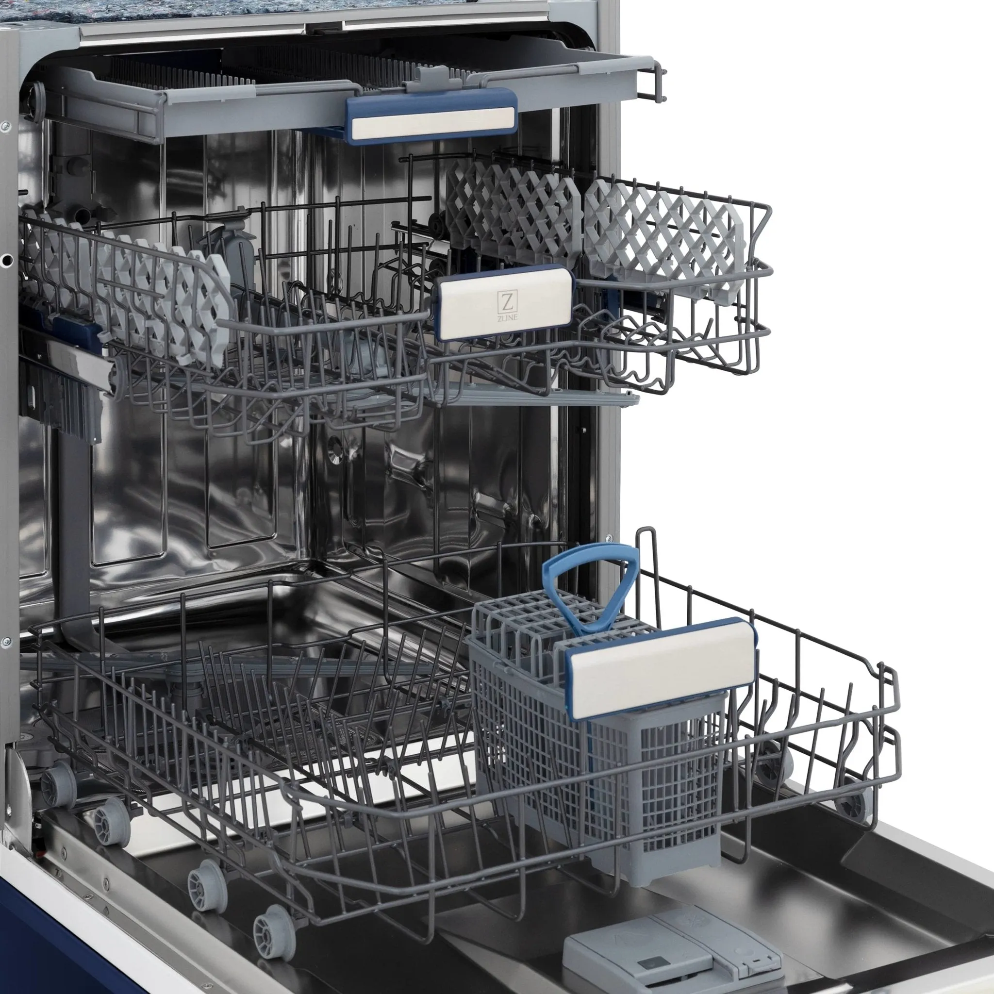 ZLINE 24-Inch Tallac Series 3rd Rack Dishwasher in Blue Gloss with Stainless Steel Tub, 51dBa (DWV-BG-24)
