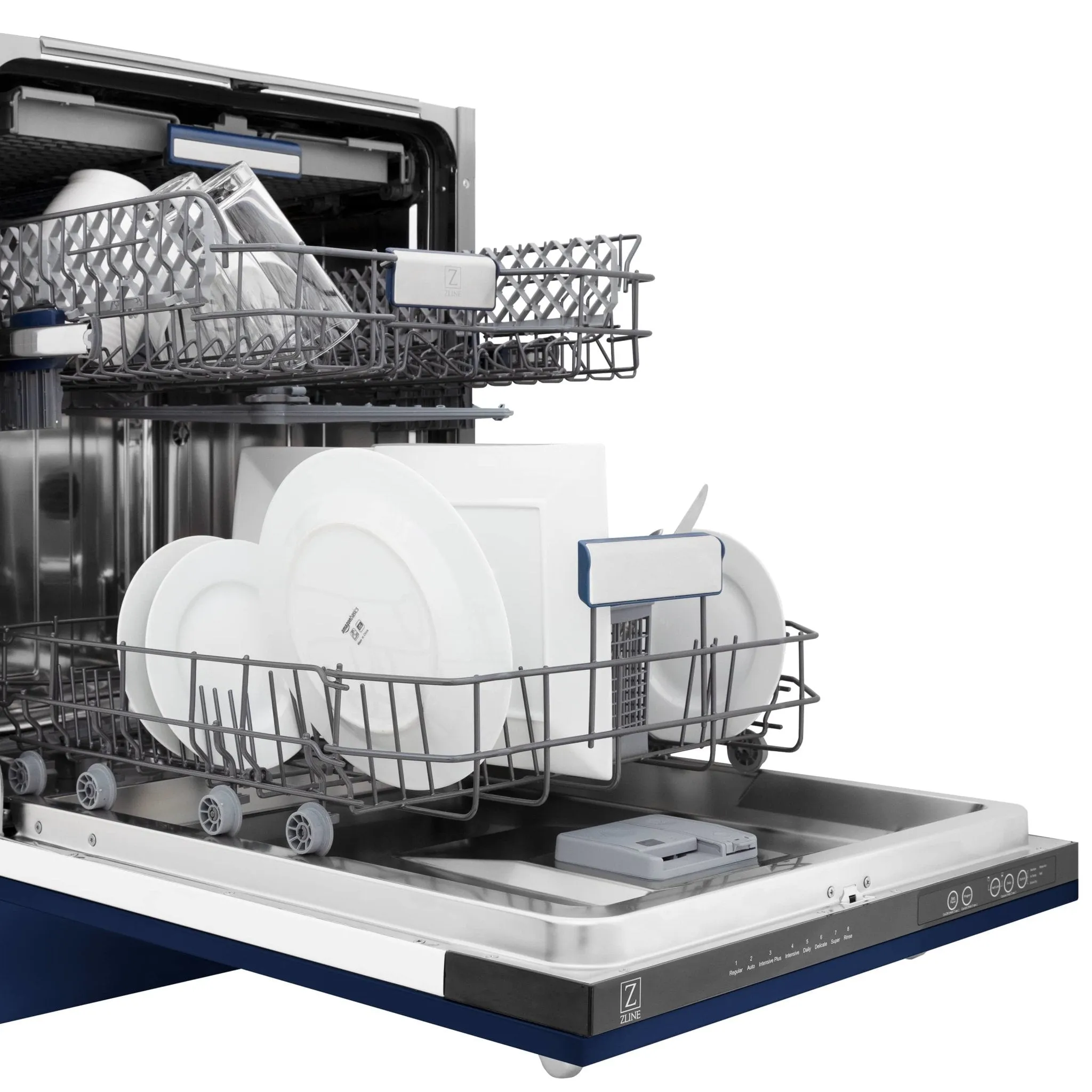ZLINE 24-Inch Tallac Series 3rd Rack Dishwasher in Blue Gloss with Stainless Steel Tub, 51dBa (DWV-BG-24)