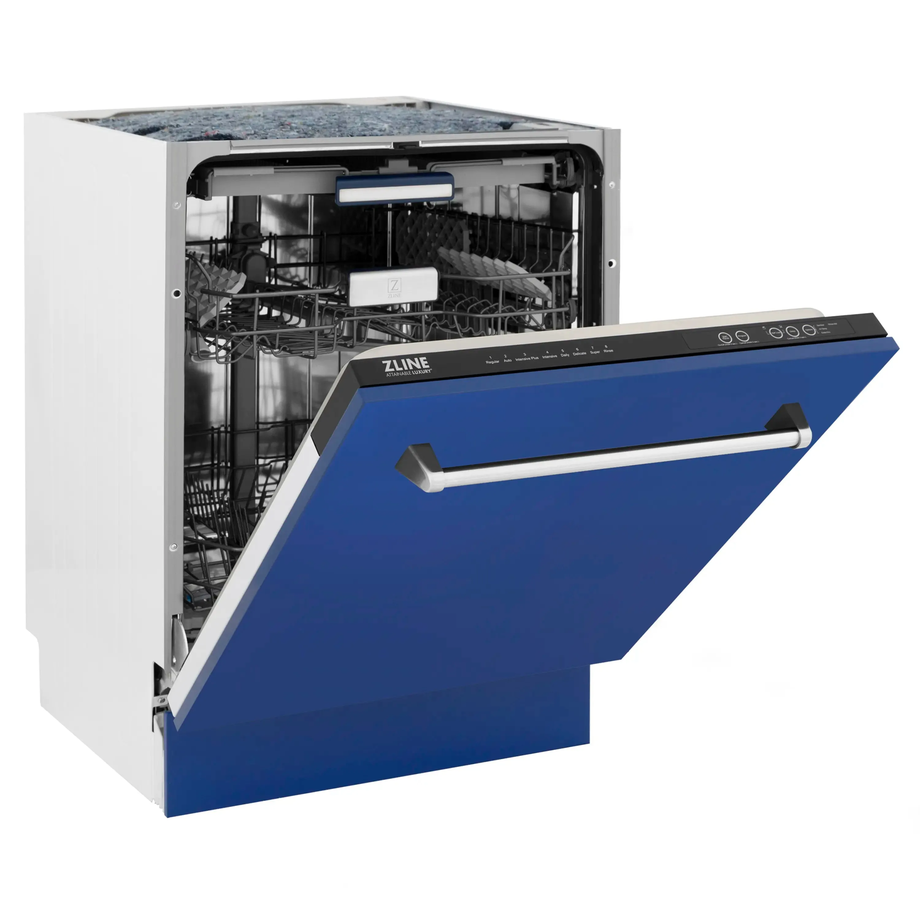 ZLINE 24-Inch Tallac Series 3rd Rack Dishwasher in Blue Matte with Stainless Steel Tub, 51dBa (DWV-BM-24)