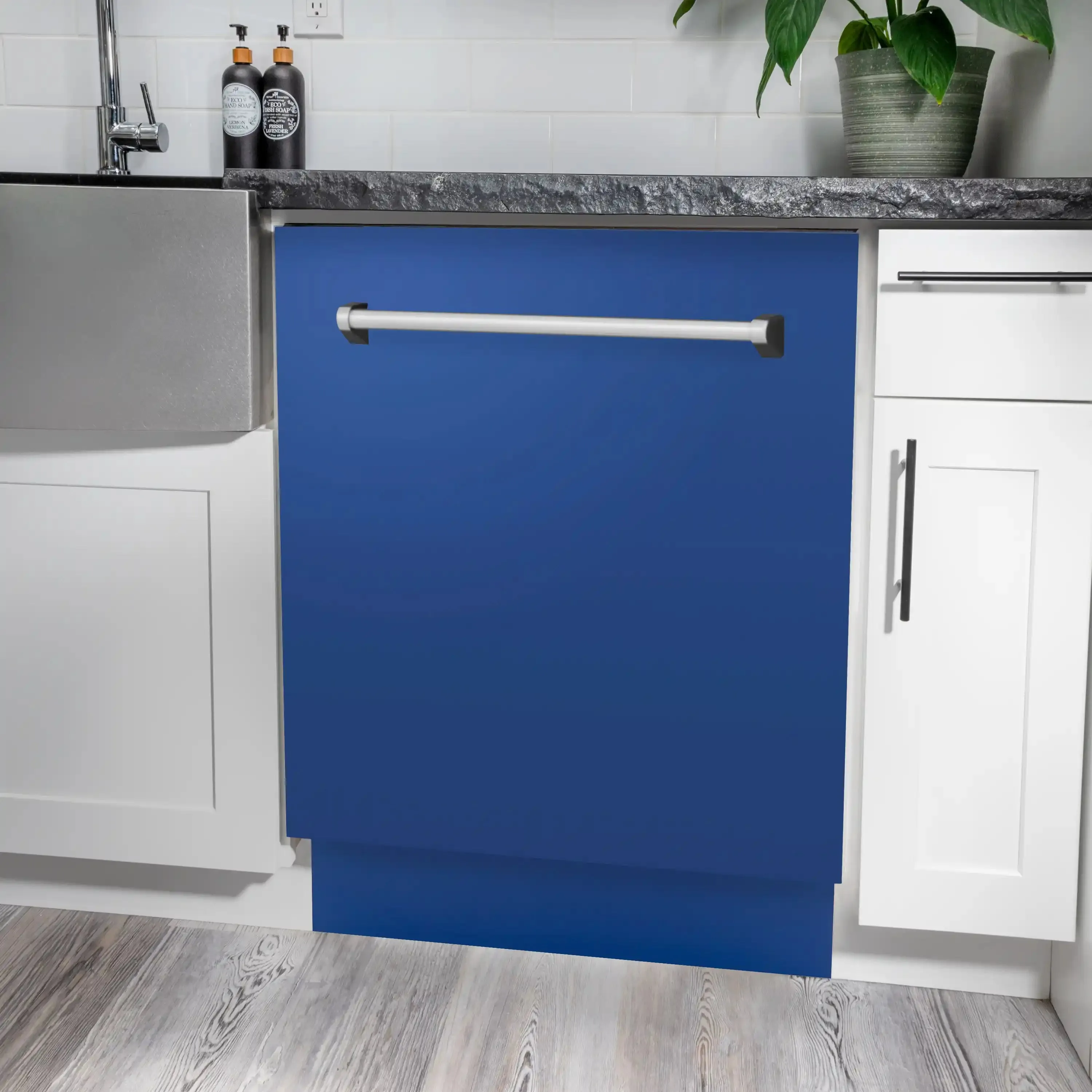 ZLINE 24-Inch Tallac Series 3rd Rack Dishwasher in Blue Matte with Stainless Steel Tub, 51dBa (DWV-BM-24)