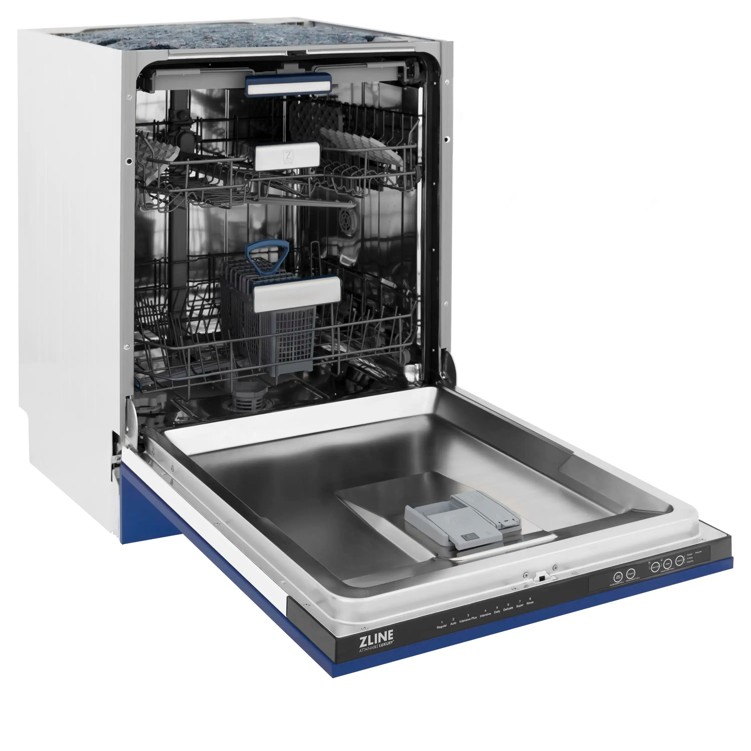 ZLINE 24-Inch Tallac Series 3rd Rack Dishwasher in Blue Matte with Stainless Steel Tub, 51dBa (DWV-BM-24)