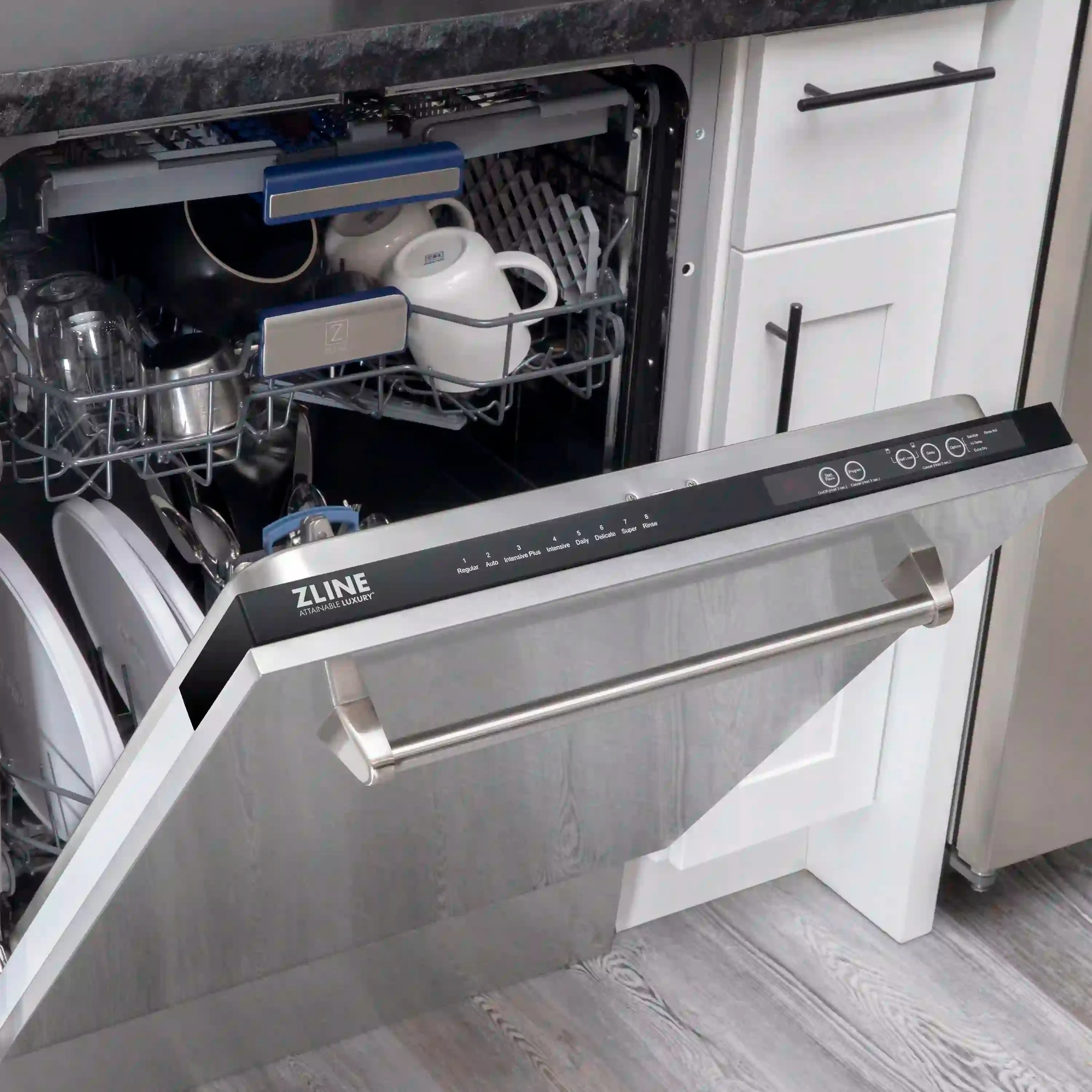 ZLINE 24-Inch Tallac Series 3rd Rack Dishwasher in DuraSnow with Stainless Steel Tub, 51dBa (DWV-SN-24)