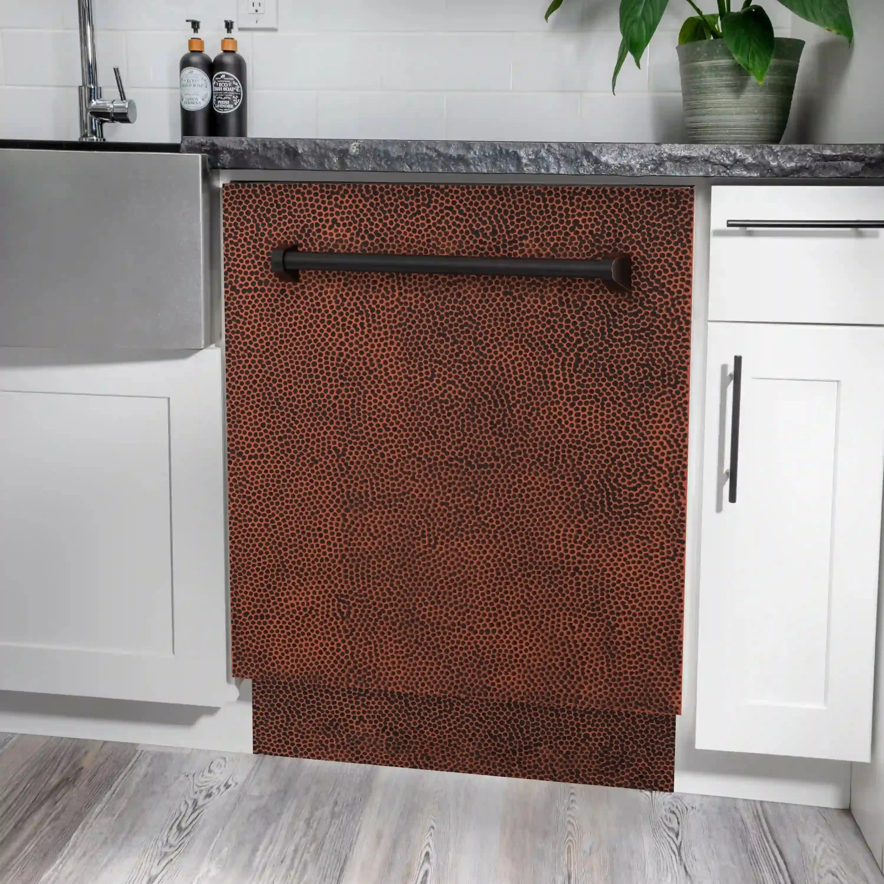 ZLINE 24-Inch Tallac Series 3rd Rack Dishwasher in Hand Hammered Copper with Stainless Steel Tub, 51dBa (DWV-HH-24)