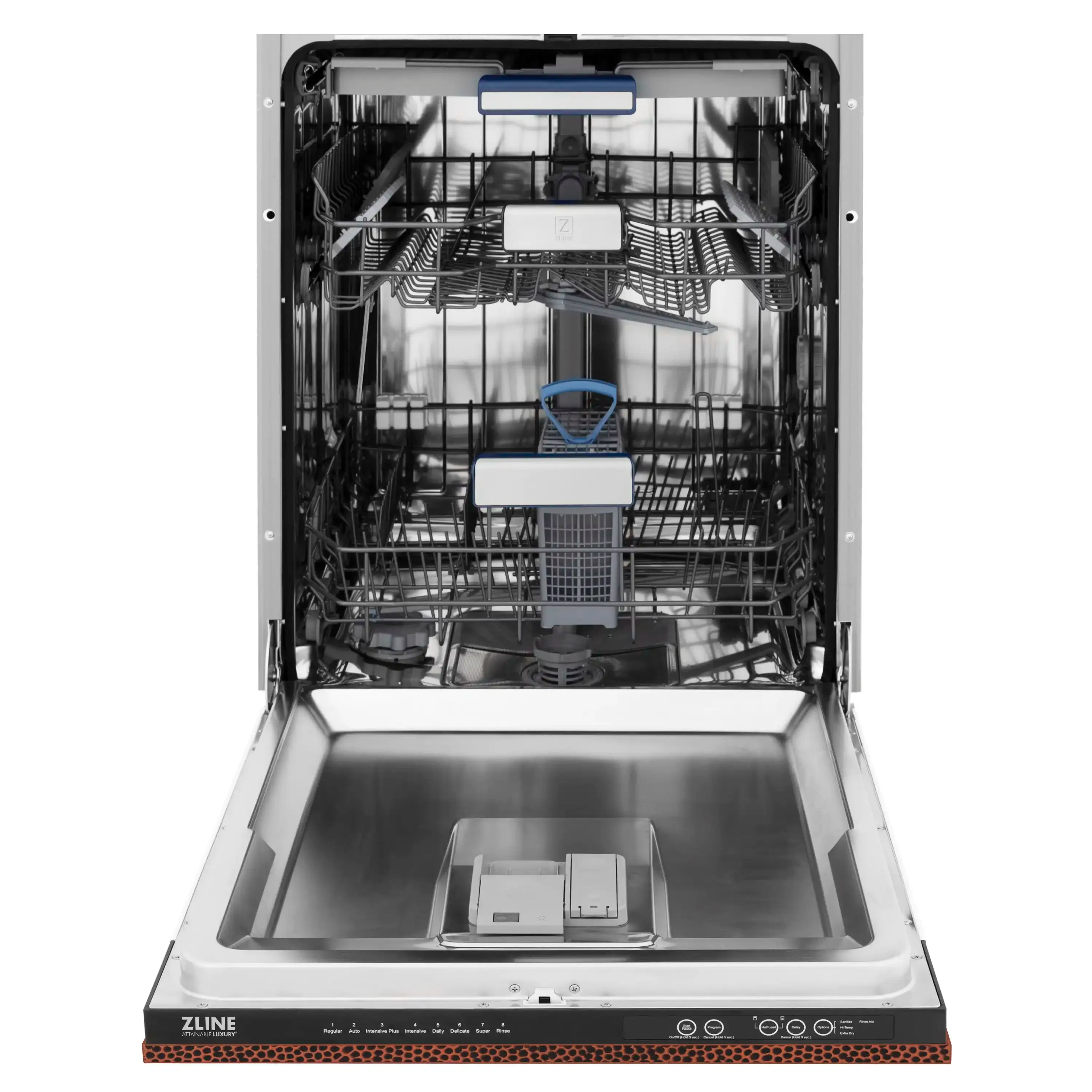 ZLINE 24-Inch Tallac Series 3rd Rack Dishwasher in Hand Hammered Copper with Stainless Steel Tub, 51dBa (DWV-HH-24)