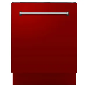 ZLINE 24-Inch Tallac Series 3rd Rack Dishwasher in Red Gloss with Stainless Steel Tub, 51dBa (DWV-RG-24)