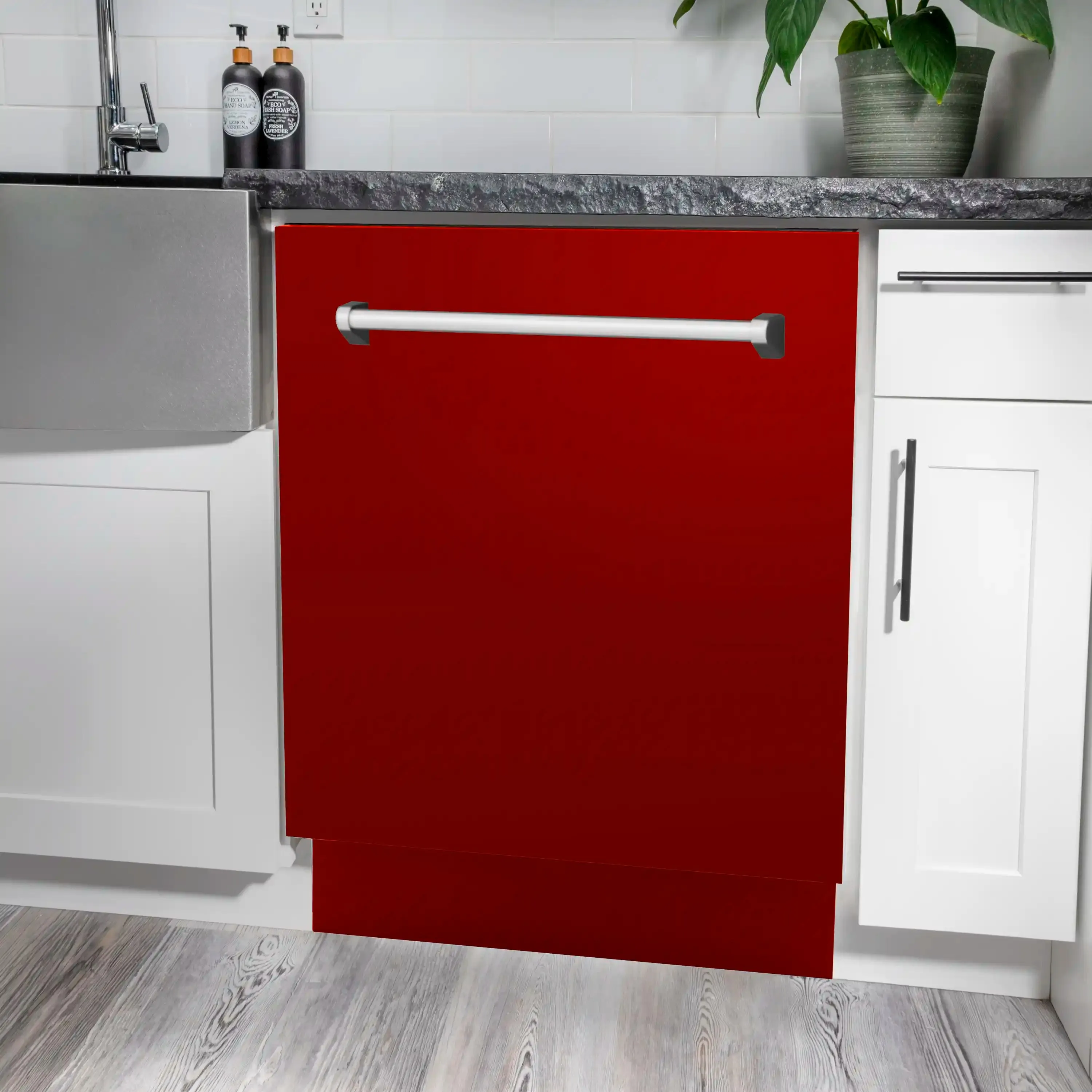 ZLINE 24-Inch Tallac Series 3rd Rack Dishwasher in Red Gloss with Stainless Steel Tub, 51dBa (DWV-RG-24)