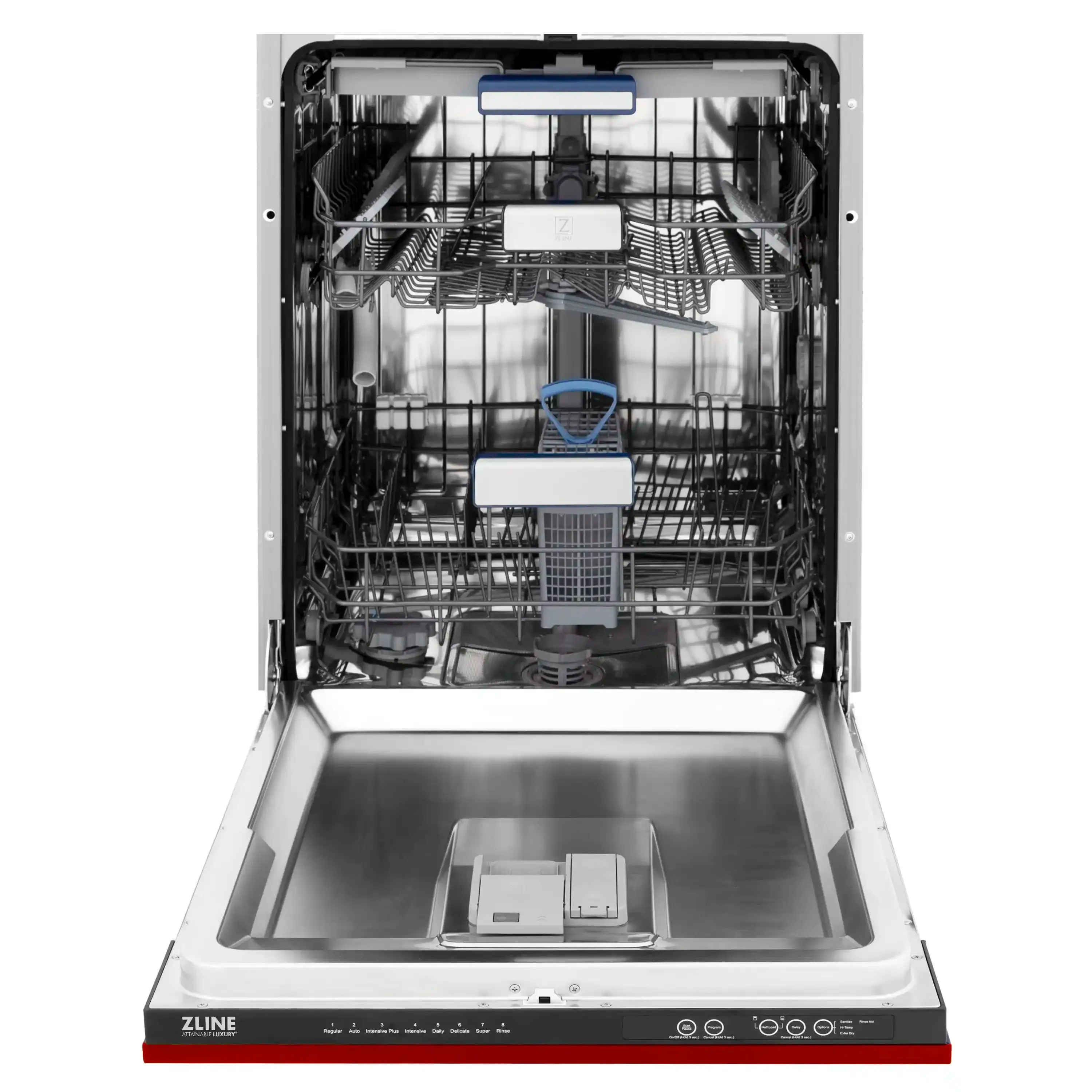 ZLINE 24-Inch Tallac Series 3rd Rack Dishwasher in Red Gloss with Stainless Steel Tub, 51dBa (DWV-RG-24)