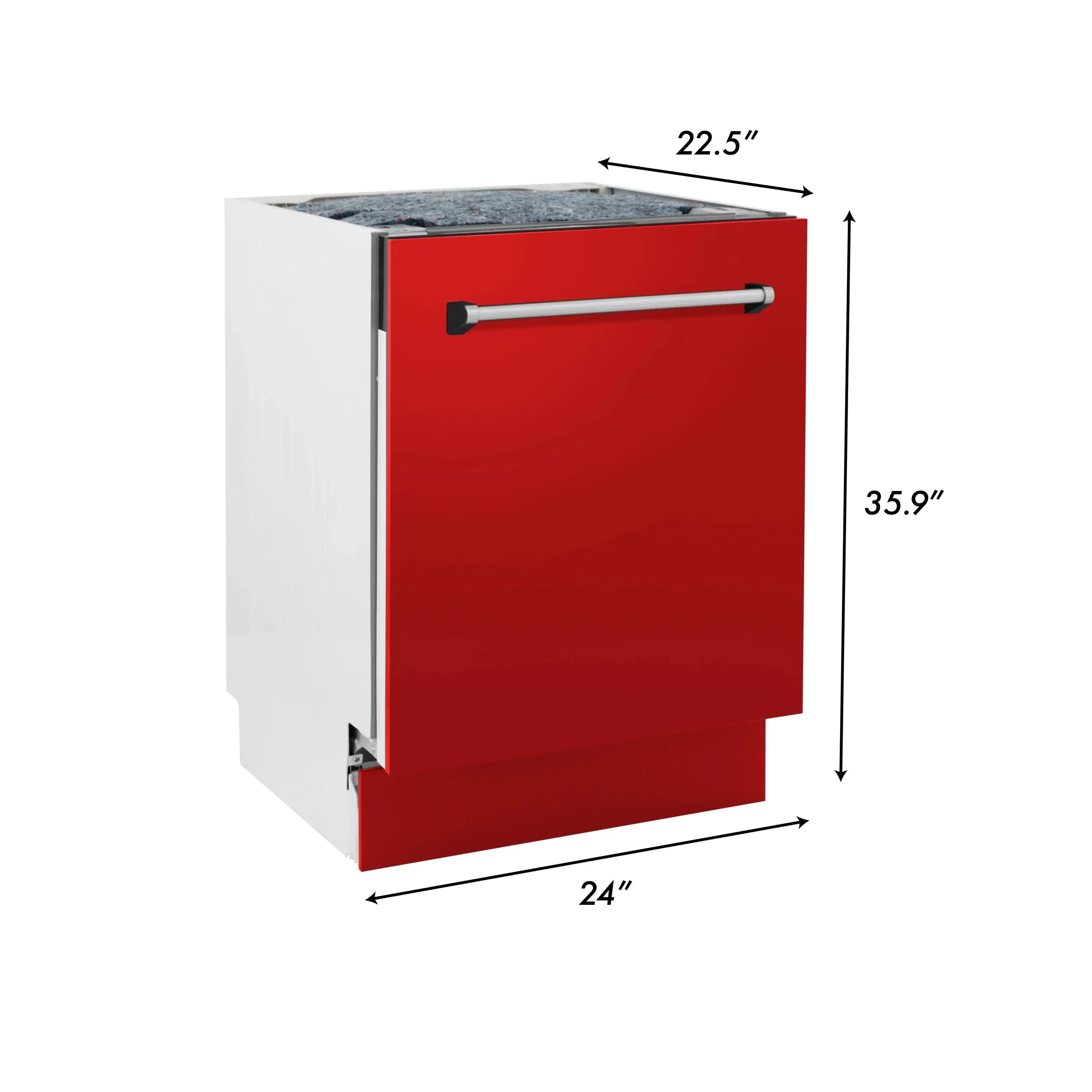 ZLINE 24-Inch Tallac Series 3rd Rack Dishwasher in Red Matte with Stainless Steel Tub, 51dBa (DWV-RM-24)