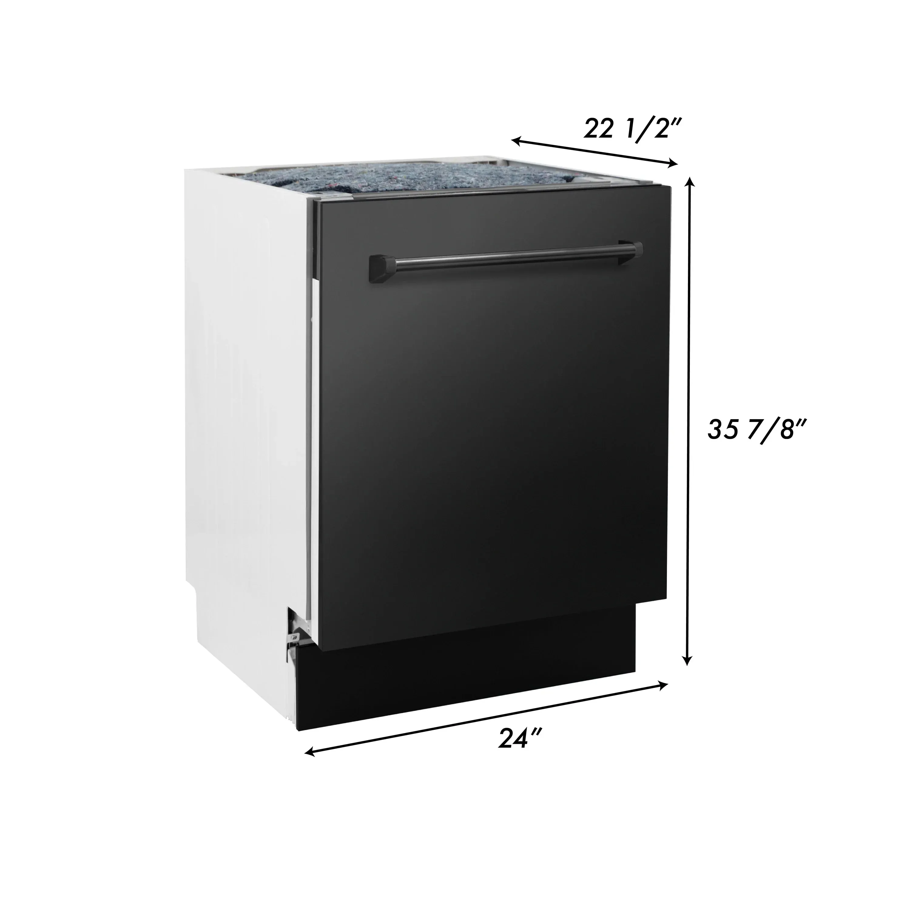 ZLINE 24-Inch Tallac Series 3rd Rack Tall Tub Dishwasher in Black Stainless Steel with Stainless Steel Tub, 51dBa (DWV-BS-24)