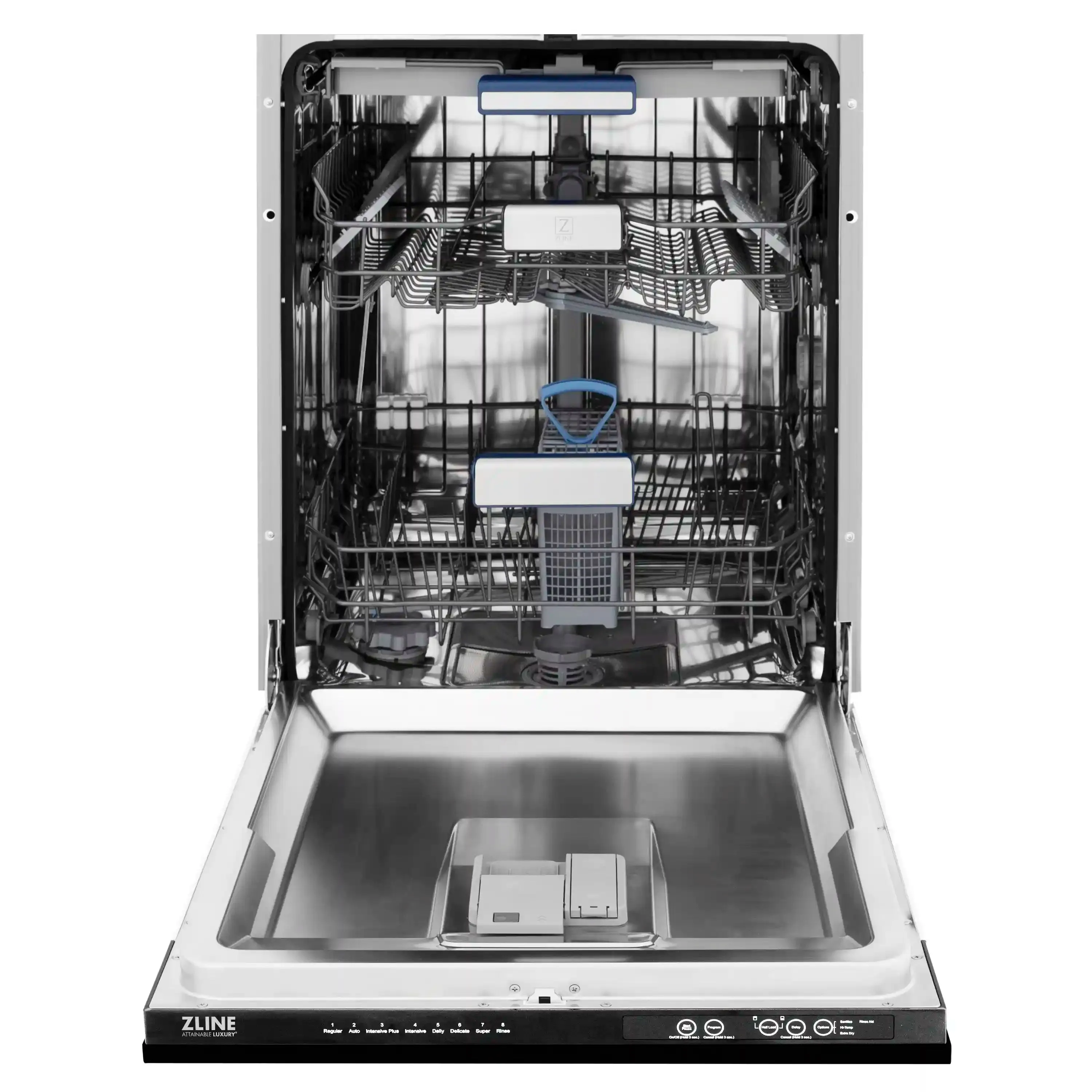 ZLINE 24-Inch Tallac Series 3rd Rack Tall Tub Dishwasher in Black Stainless Steel with Stainless Steel Tub, 51dBa (DWV-BS-24)