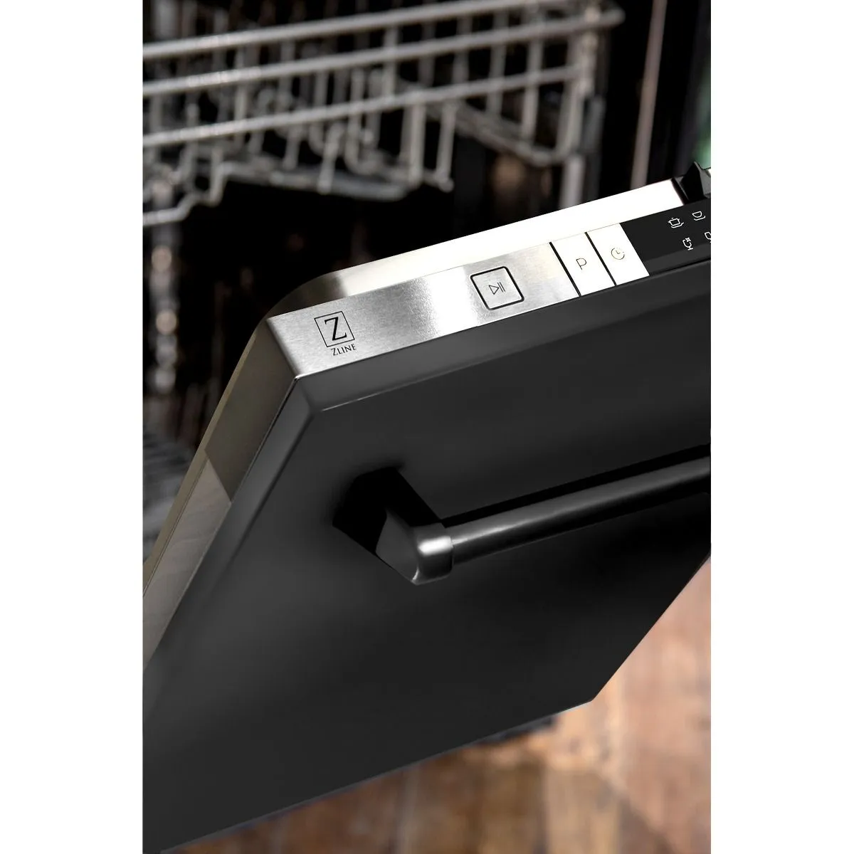 ZLINE 24-Inch Top Control Dishwasher In Black Stainless Steel With Stainless Steel Tub (DW-BS-24)
