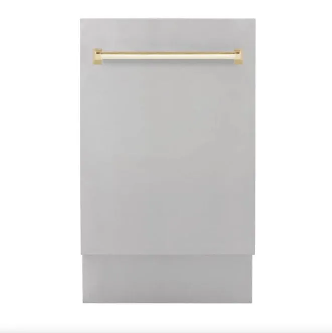 ZLINE Autograph Edition 18 in. Dishwasher in Stainless Steel with Gold Handle, DWVZ-304-18-G