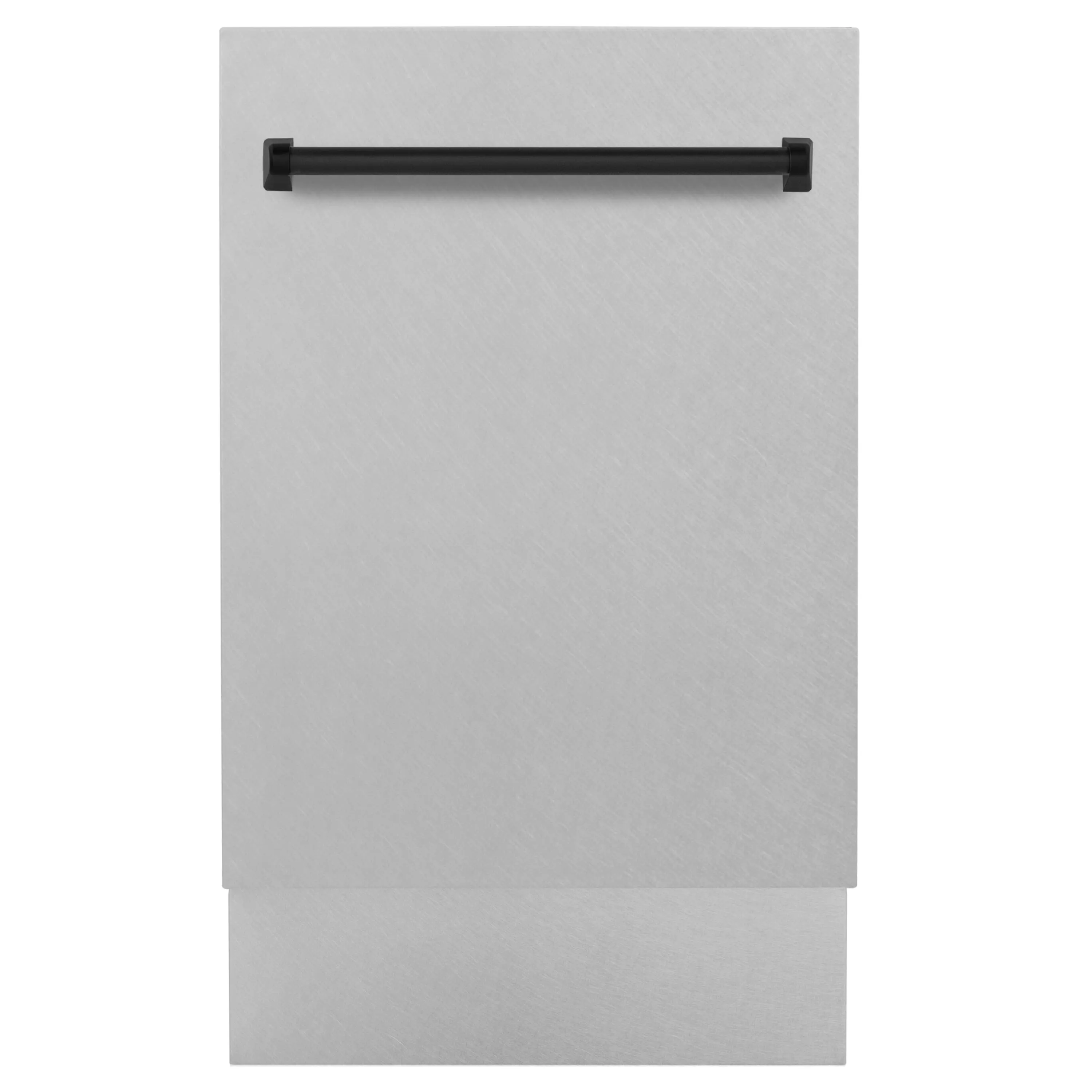 ZLINE Autograph Edition 18-Inch Compact 3rd Rack Top Control Dishwasher in DuraSnow Stainless Steel with Matte Black Handle, 51dBa (DWVZ-SN-18-MB)