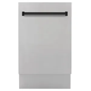 ZLINE Autograph Edition 18-Inch Compact 3rd Rack Top Control Dishwasher in Stainless Steel with Matte Black Handle, 51dBa (DWVZ-304-18-MB)