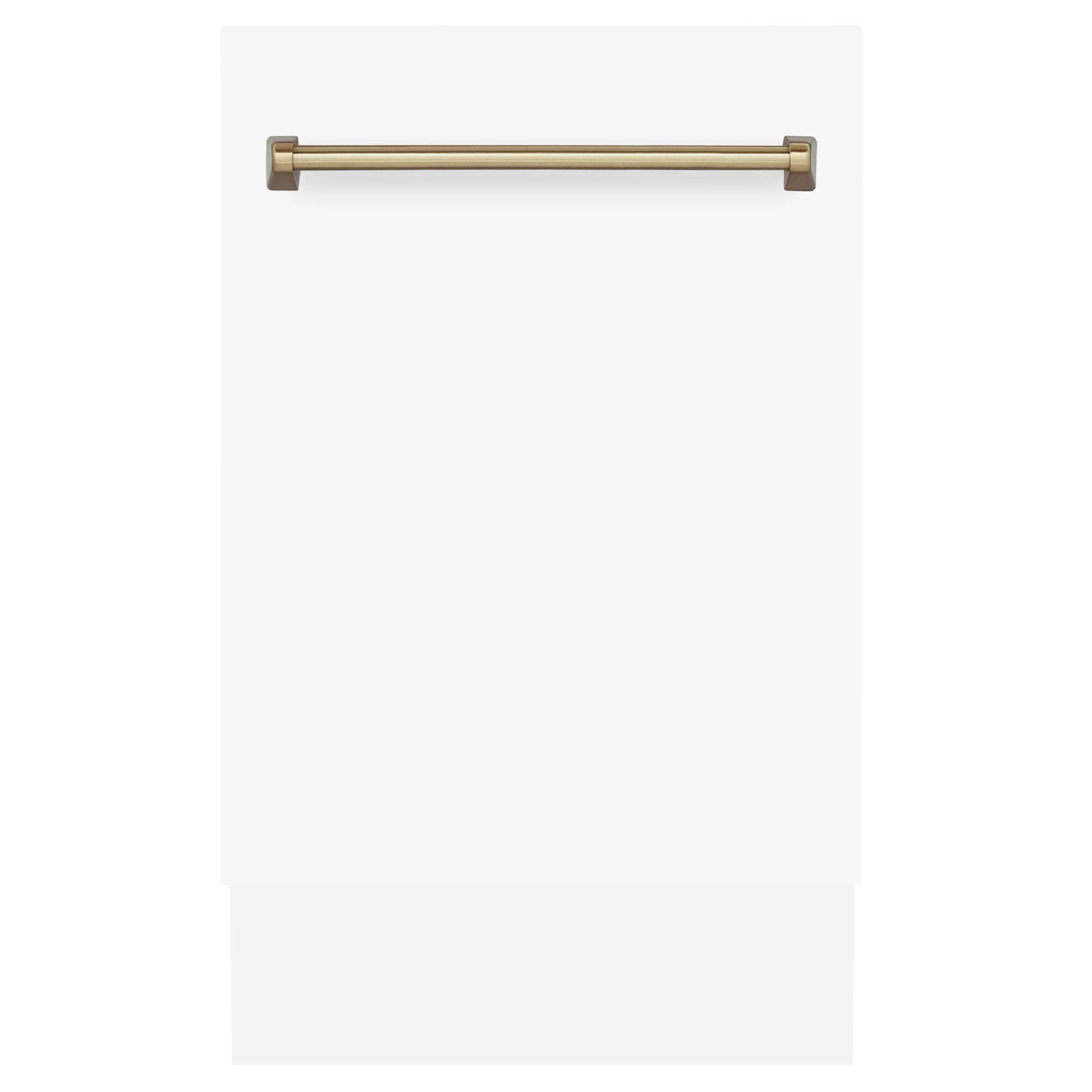 ZLINE Autograph Edition 18-Inch Compact 3rd Rack Top Control Dishwasher in White Matte with Champagne Bronze Handle, 51dBa (DWVZ-WM-18-CB)