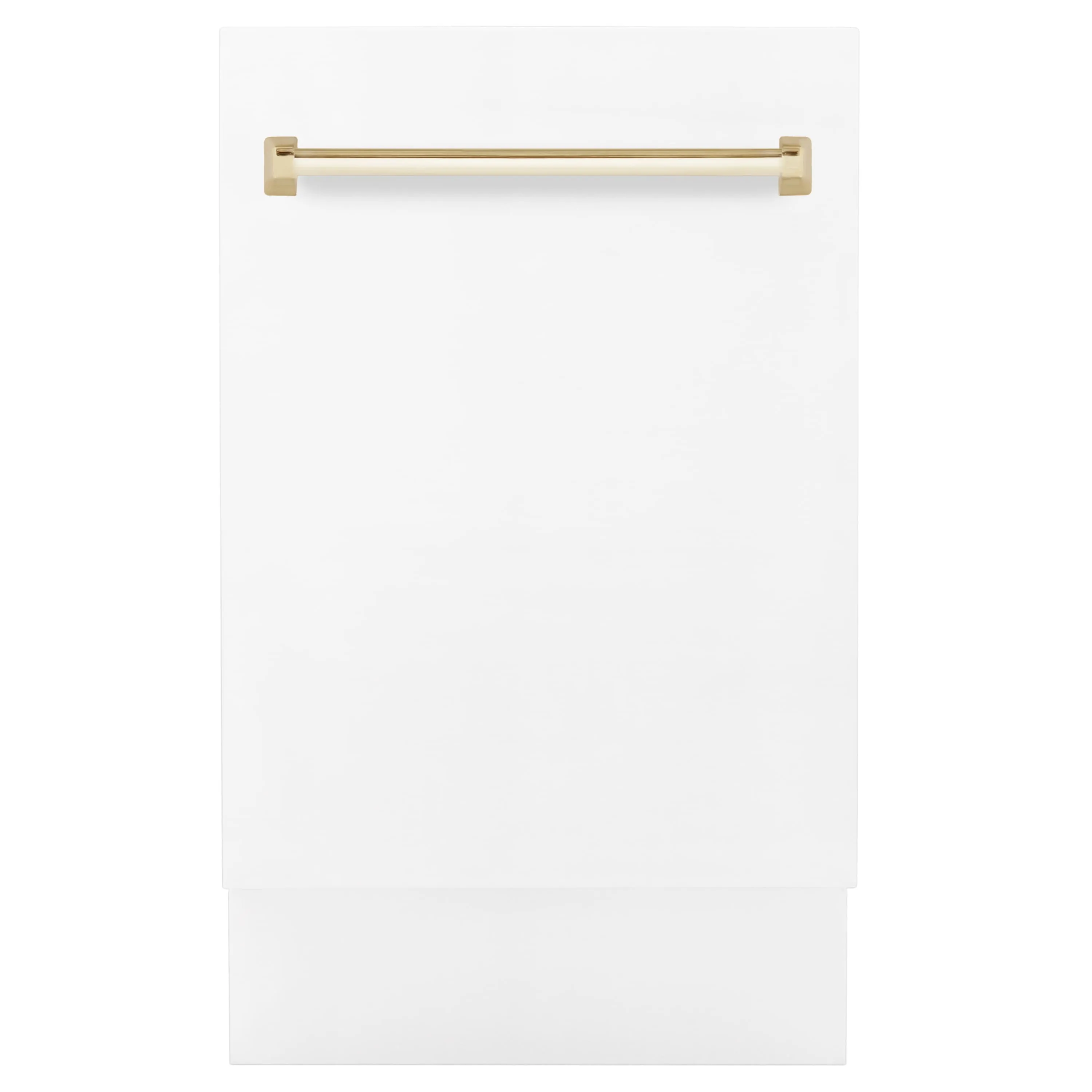 ZLINE Autograph Edition 18-Inch Compact 3rd Rack Top Control Dishwasher in White Matte with Gold Handle, 51dBa (DWVZ-WM-18-G)