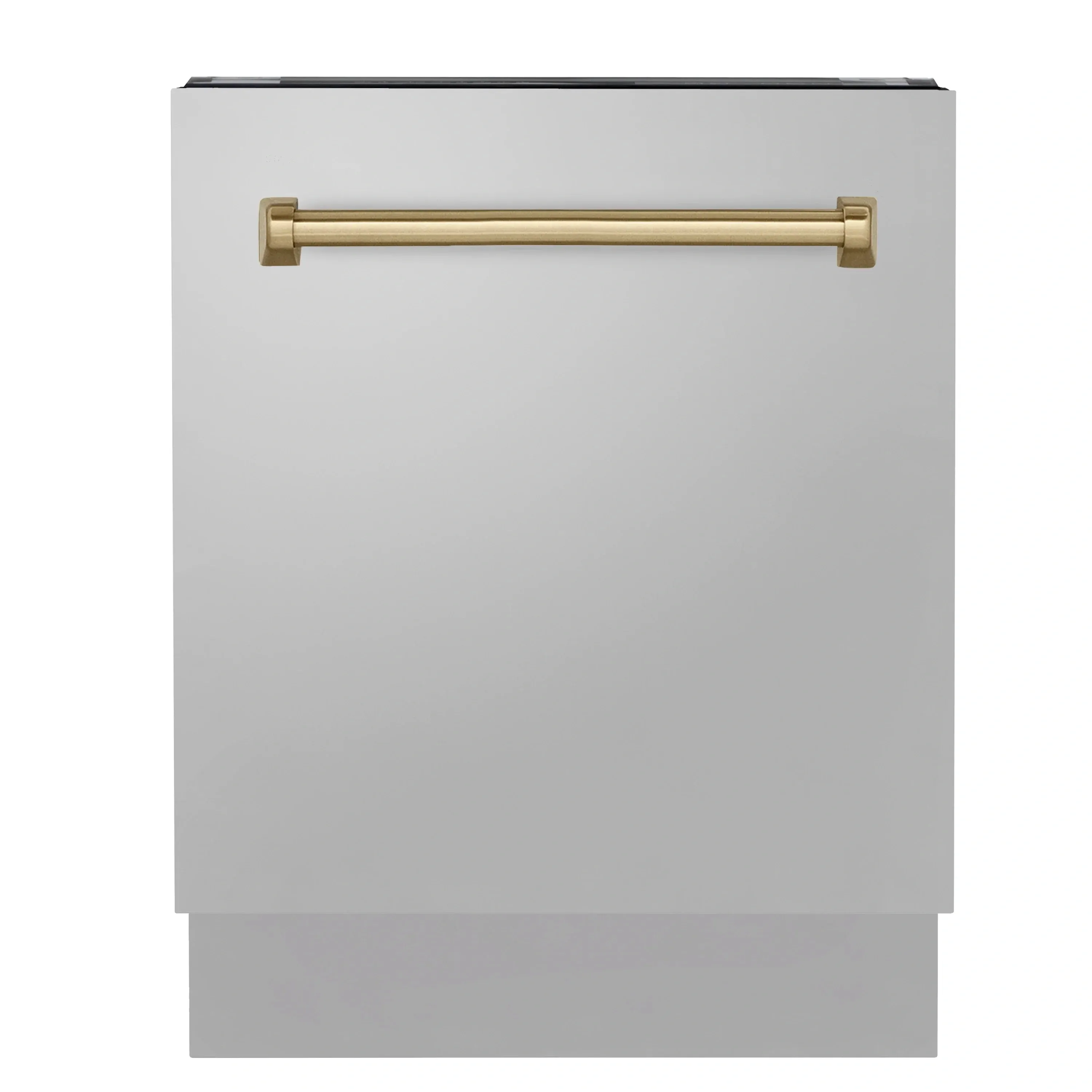 ZLINE Autograph Edition 24-Inch 3rd Rack Top Control Tall Tub Dishwasher in Stainless Steel with Champagne Bronze Handle, 51dBa (DWVZ-304-24-CB)