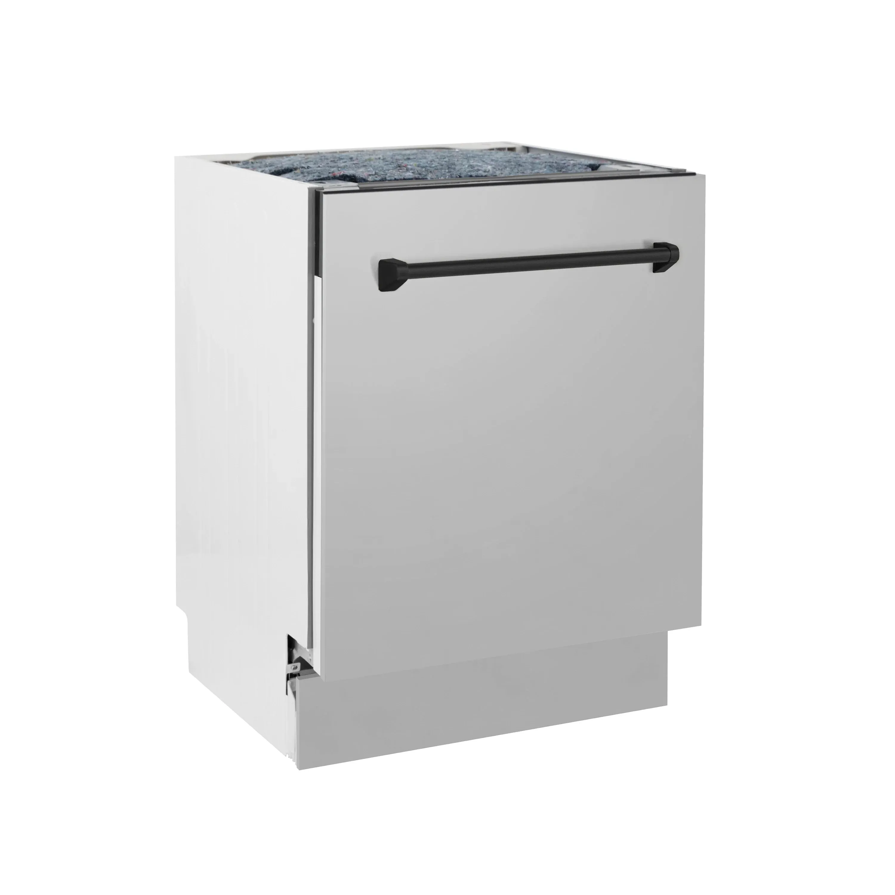 ZLINE Autograph Edition 24-Inch 3rd Rack Top Control Tall Tub Dishwasher in Stainless Steel with Matte Black Handle, 51dBa (DWVZ-304-24-MB)