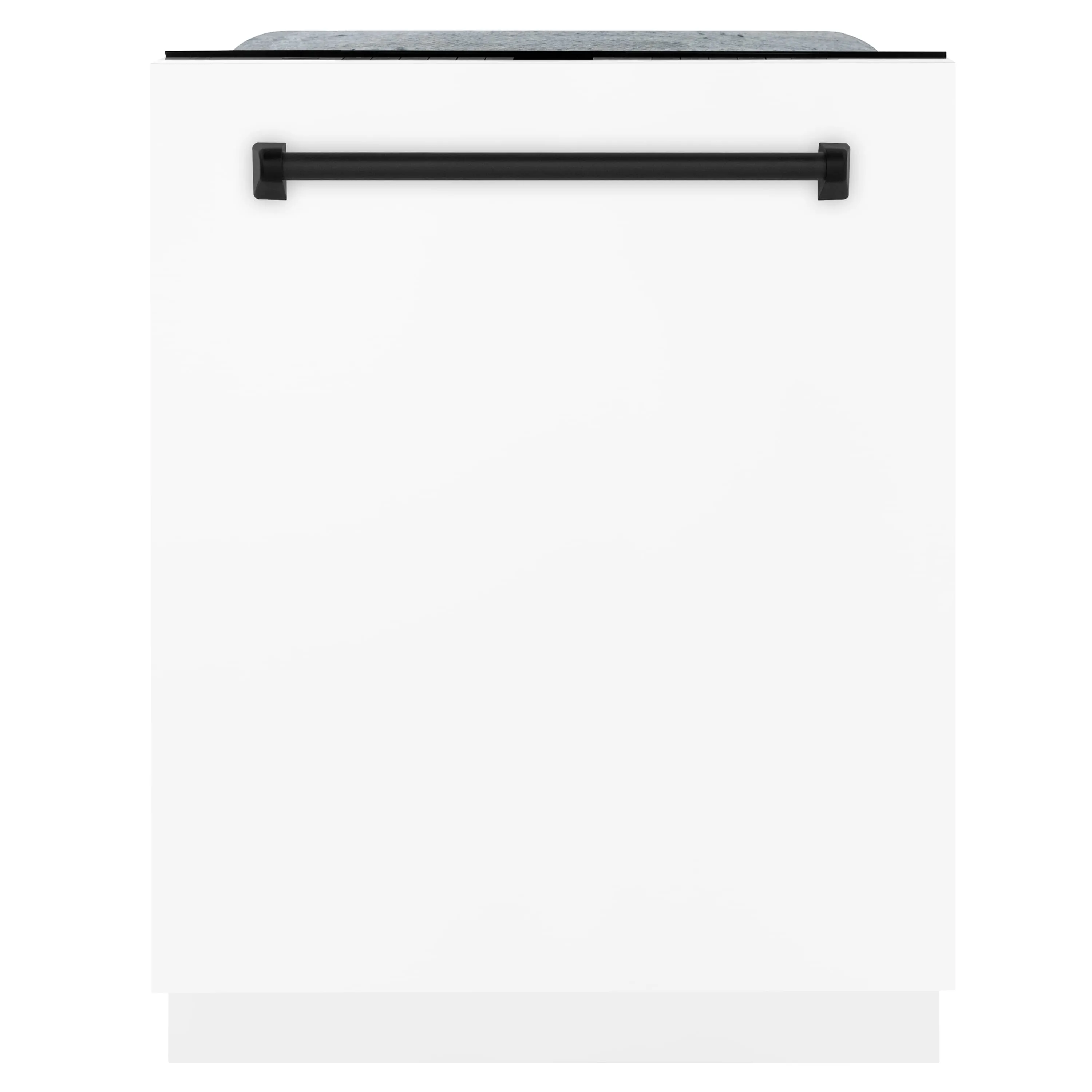 ZLINE Autograph Edition 24-Inch 3rd Rack Top Control Tall Tub Dishwasher in White Matte with Matte Black Handle, 45 dBa (DWMTZ-WM-24-MB)