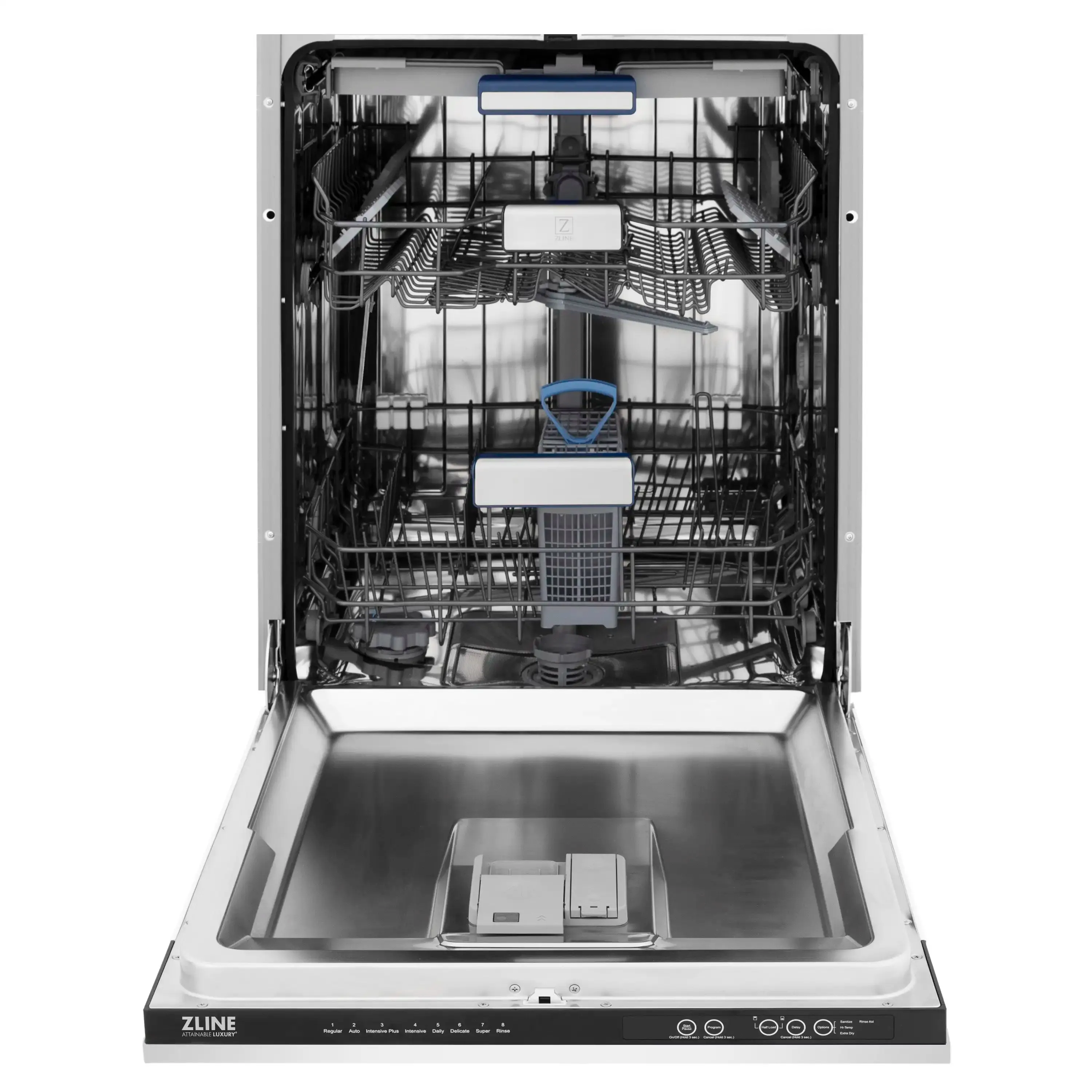 ZLINE Autograph Edition 24-Inch 3rd Rack Top Control Tall Tub Dishwasher in White Matte with Matte Black Handle, 51dBa (DWVZ-WM-24-MB)