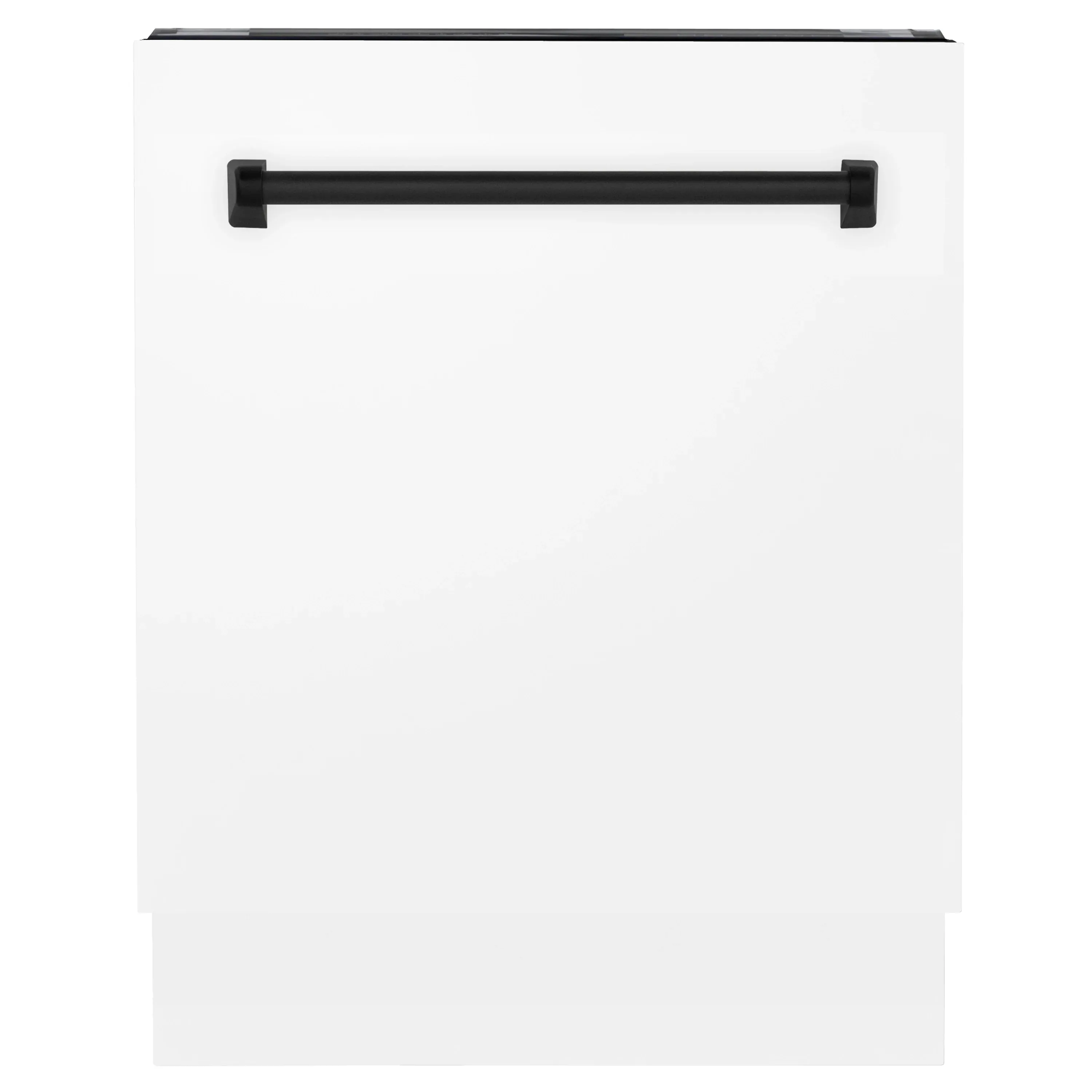 ZLINE Autograph Edition 24-Inch 3rd Rack Top Control Tall Tub Dishwasher in White Matte with Matte Black Handle, 51dBa (DWVZ-WM-24-MB)