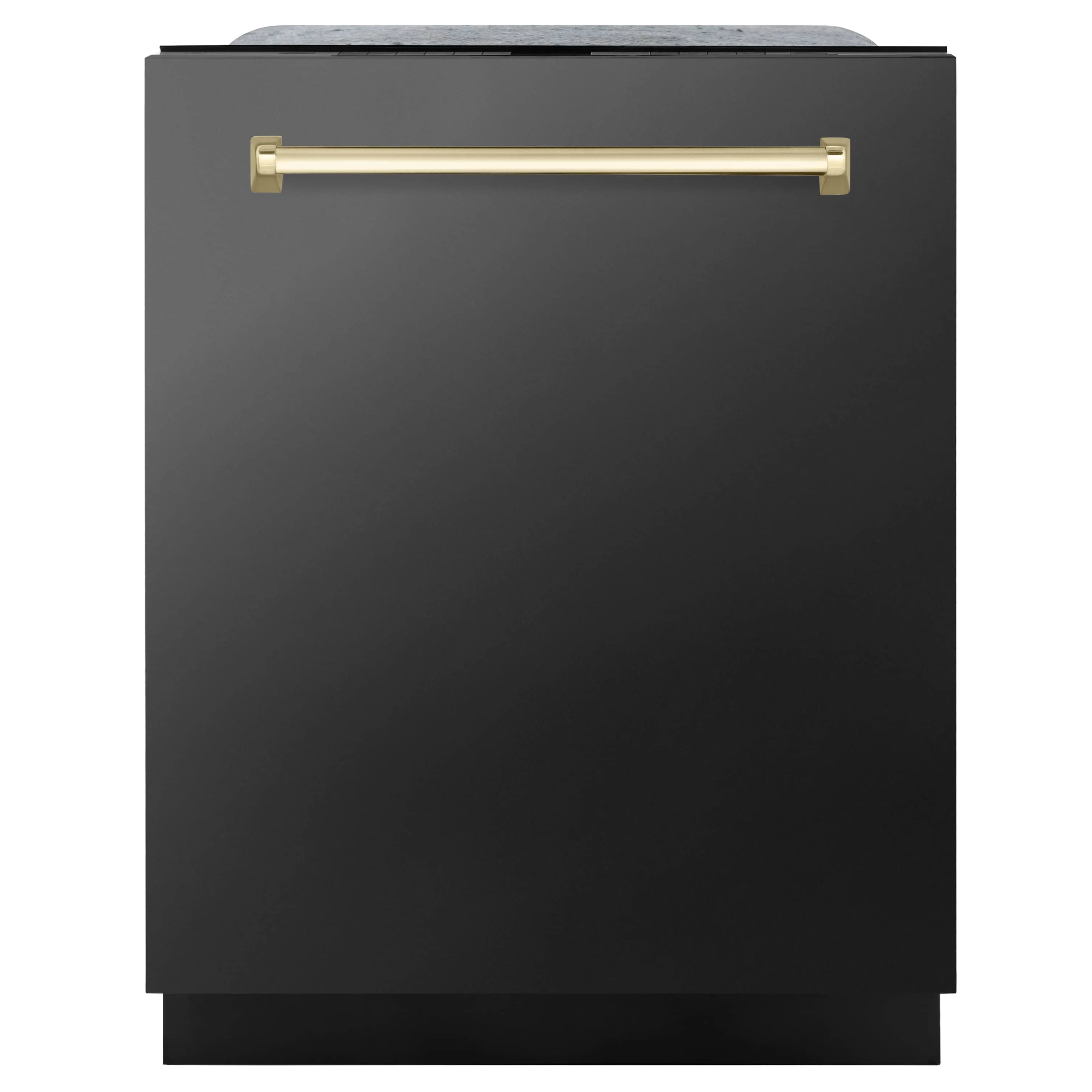 ZLINE Autograph Edition 24-Inch 3rd Rack Top Touch Control  Dishwasher in Black Stainless Steel with Gold Handle, 45dBa (DWMTZ-BS-24-G)