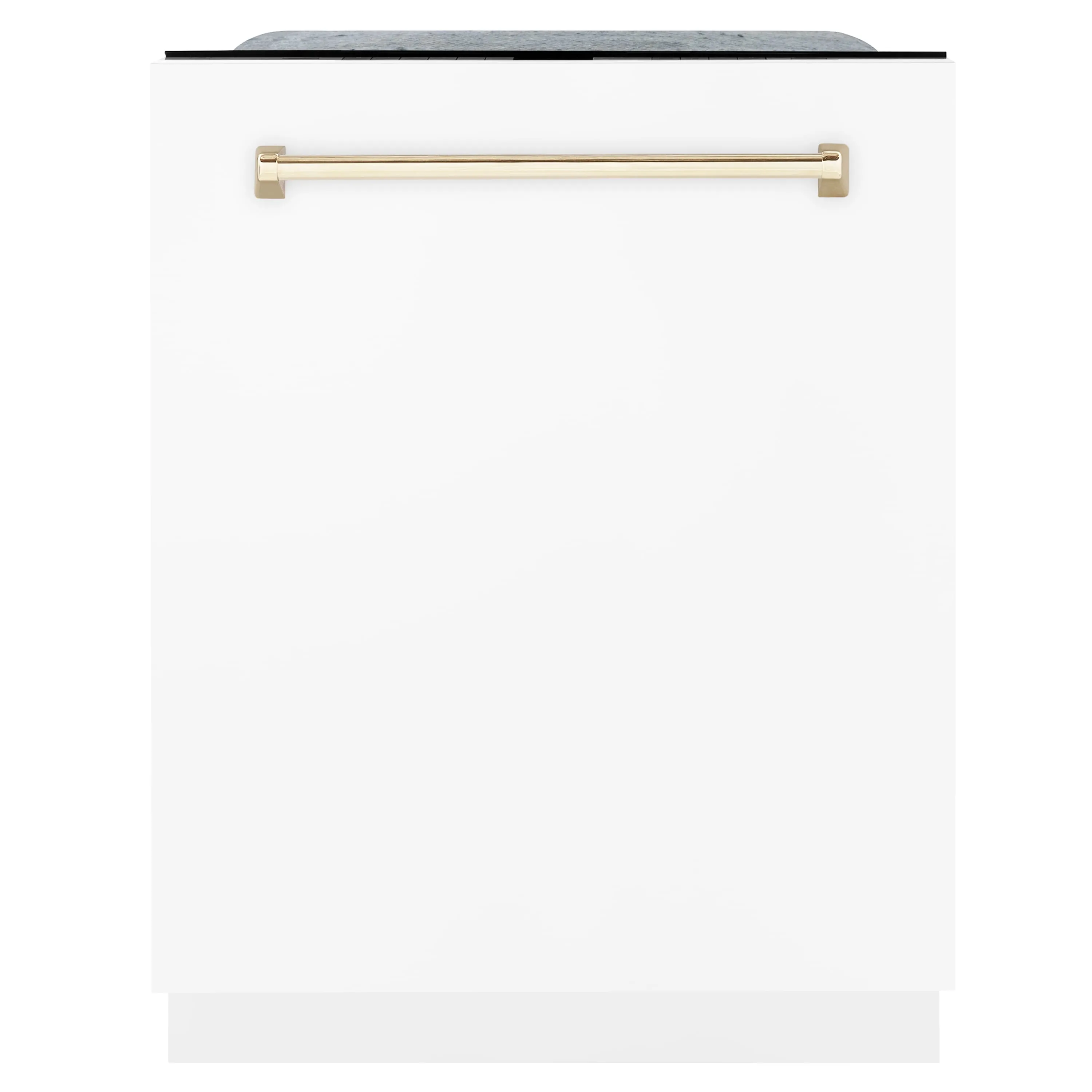 ZLINE Autograph Edition 24-Inch 3rd Rack Top Touch Control  Dishwasher in White Matte with Gold Handle, 45 dBa (DWMTZ-WM-24-G)